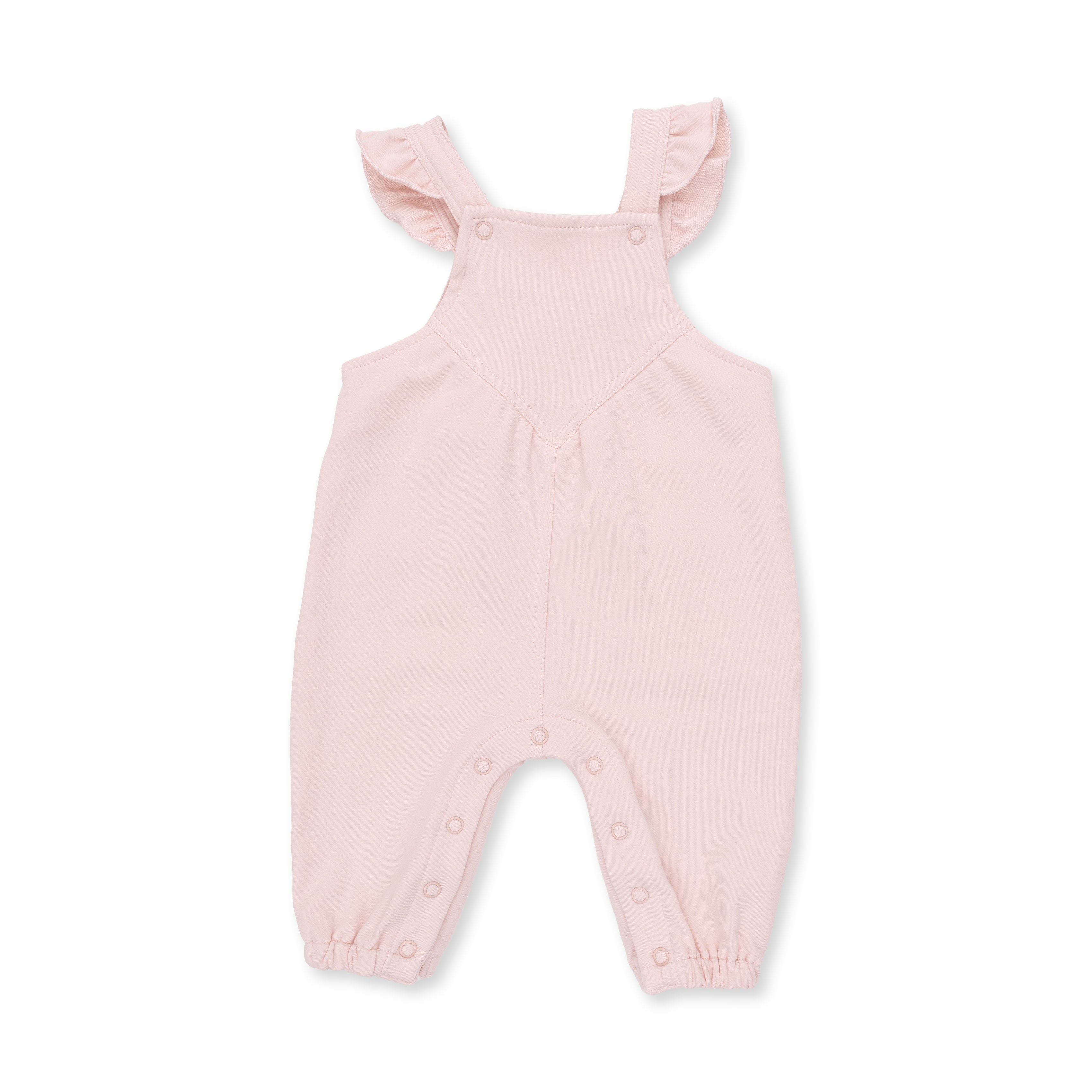 Solid Veiled Pink - Ruffle V-Overalls