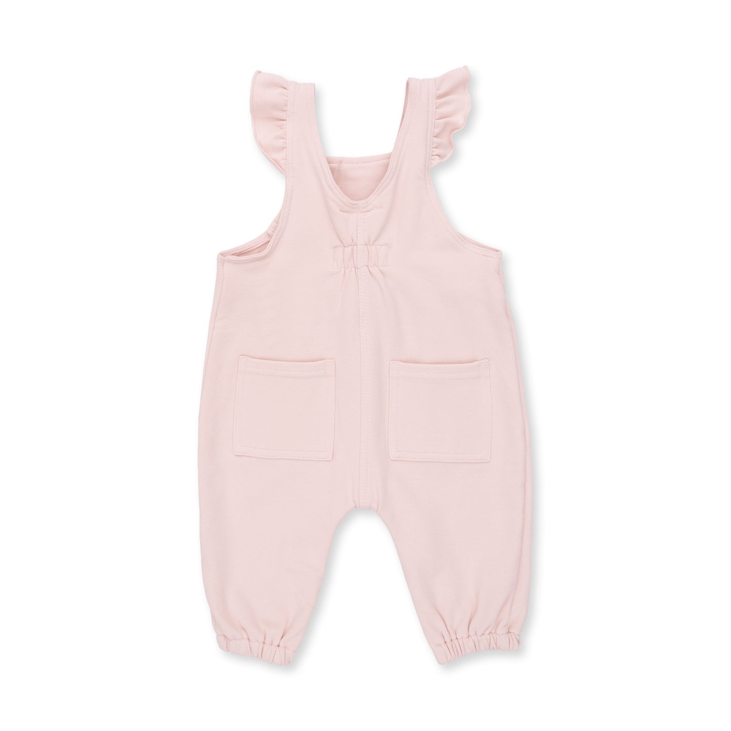 Solid Veiled Pink - Ruffle V-Overalls