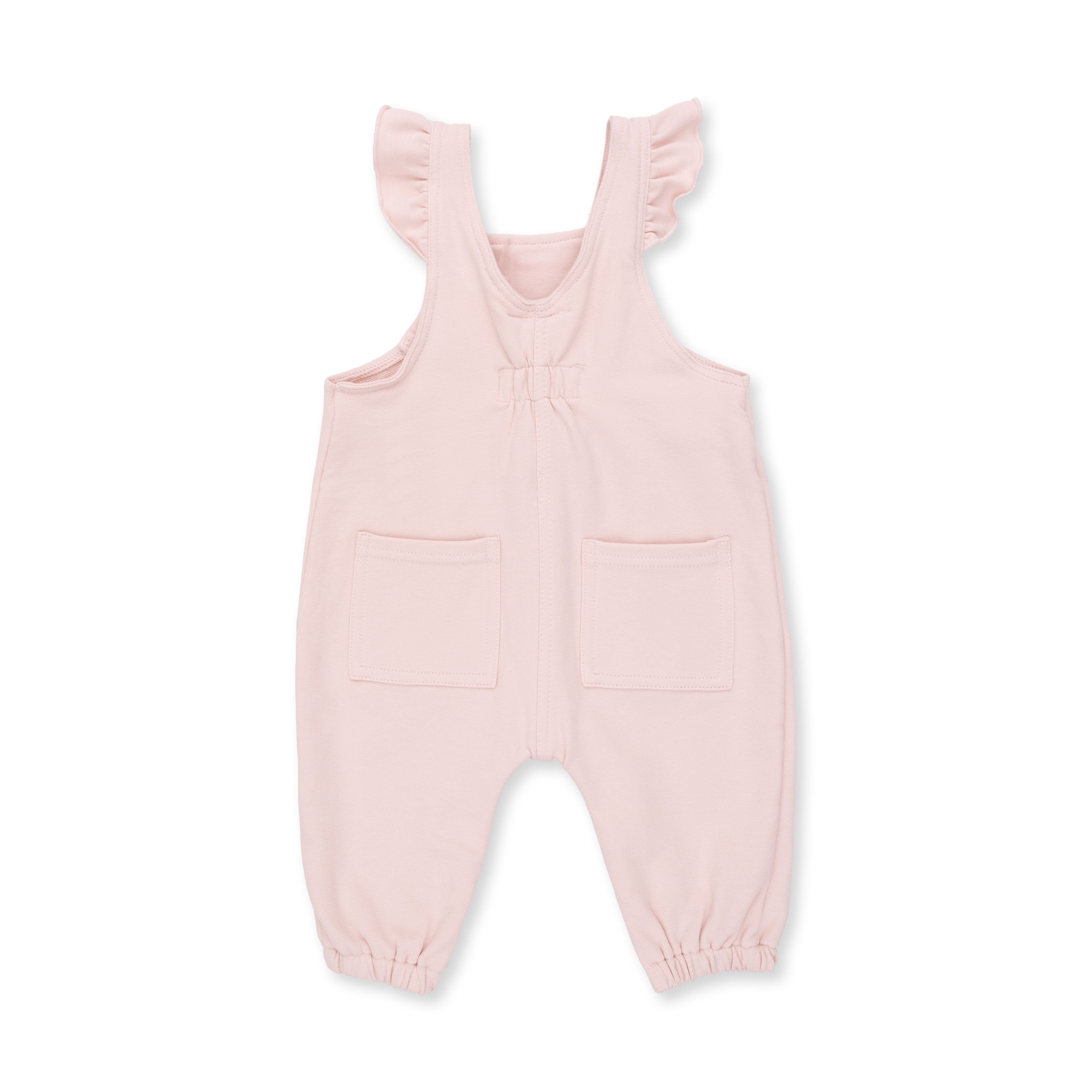 Solid Veiled Pink - Ruffle V-Overalls
