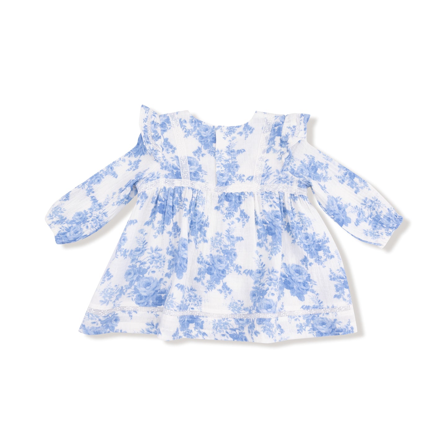 Long Sleeve Vintage Lace Dress and Bloomer (2T to 4T Dress Only) in our  Dream Cottage Floral Blue print from Angel Dear