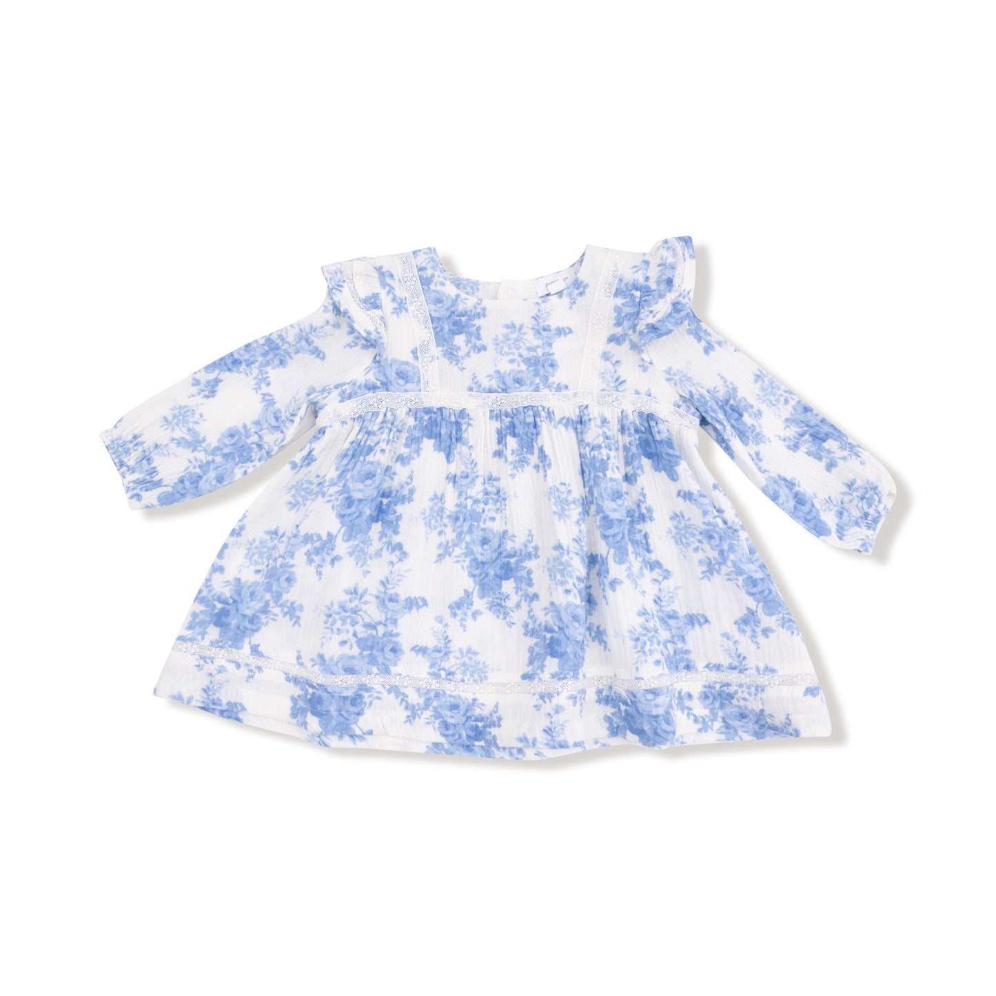 Long Sleeve Vintage Lace Dress and Bloomer (2T to 4T Dress Only) in our  Dream Cottage Floral Blue print from Angel Dear
