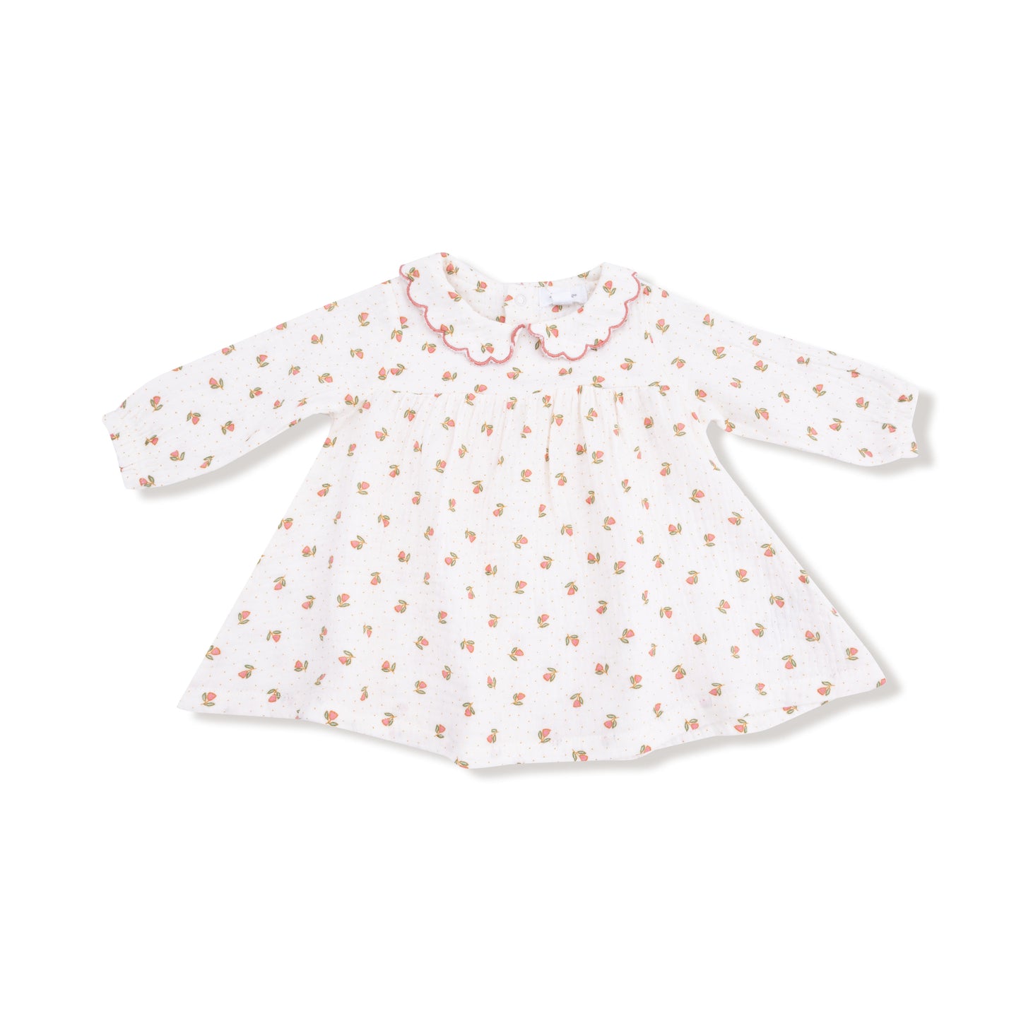 Long Sleeve Petal Collar Dress and Bloomer in our  Petite Pointe Fleur print from Angel Dear