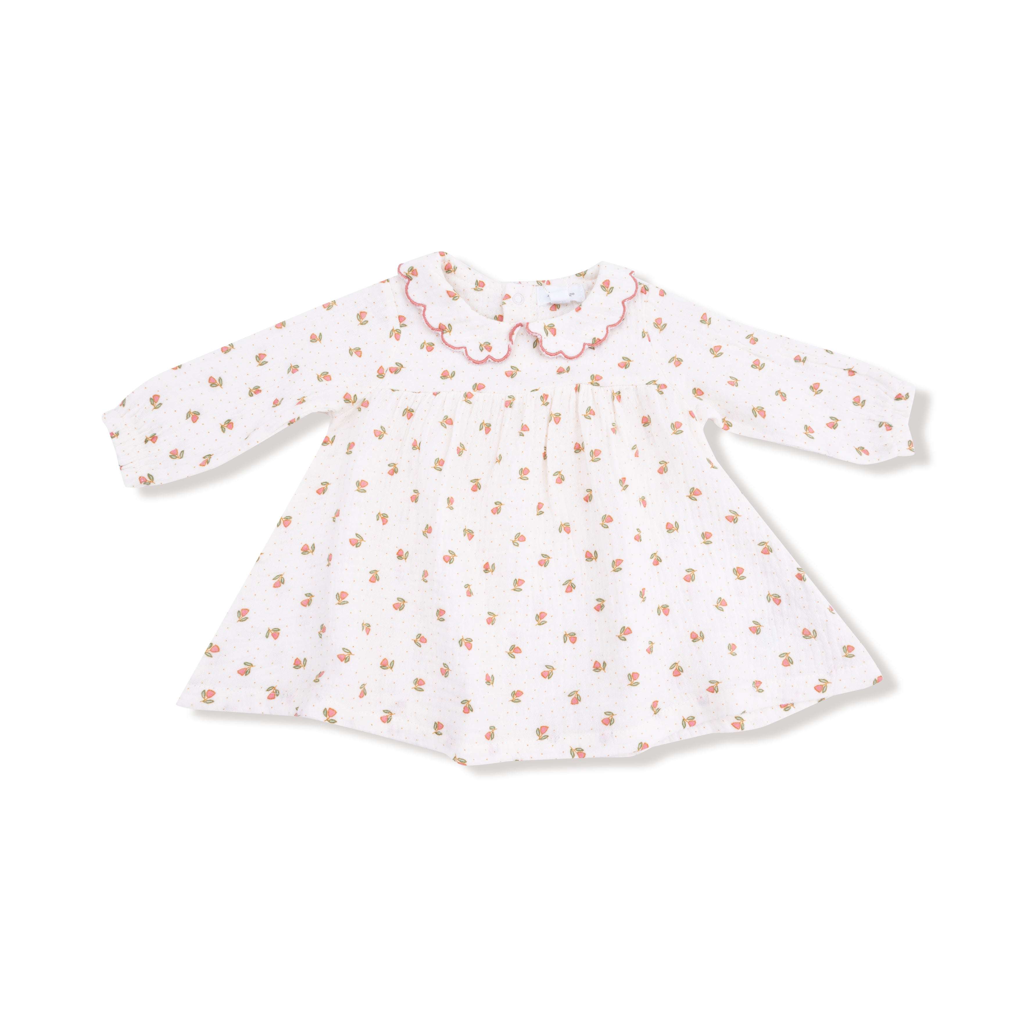 Long Sleeve Petal Collar Dress and Bloomer in our  Petite Pointe Fleur print from Angel Dear