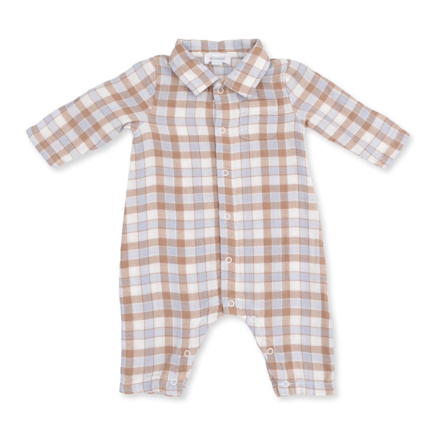 Western Plaid - Long Sleeve Polo Button Down Romper
