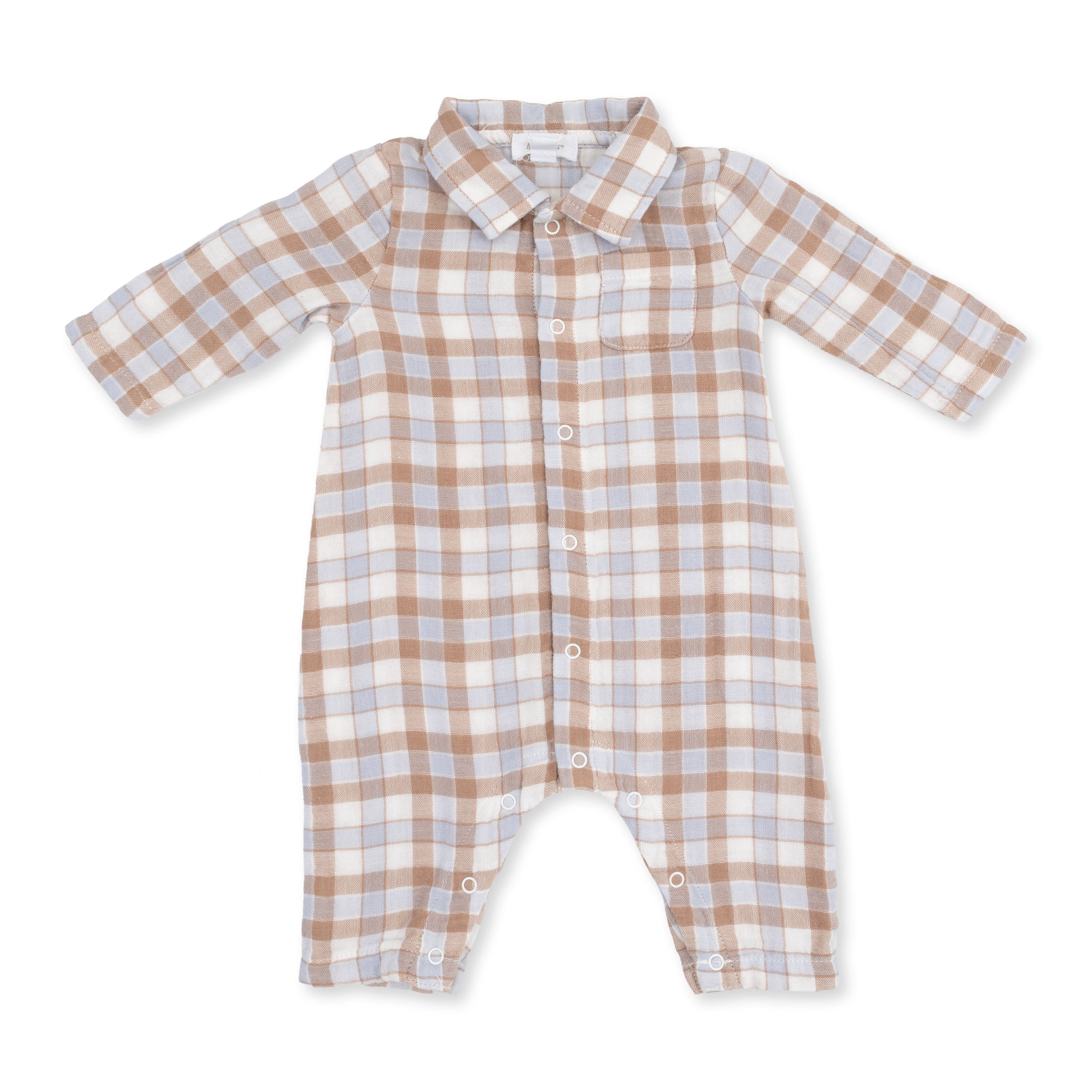 Western Plaid - Long Sleeve Polo Button Down Romper
