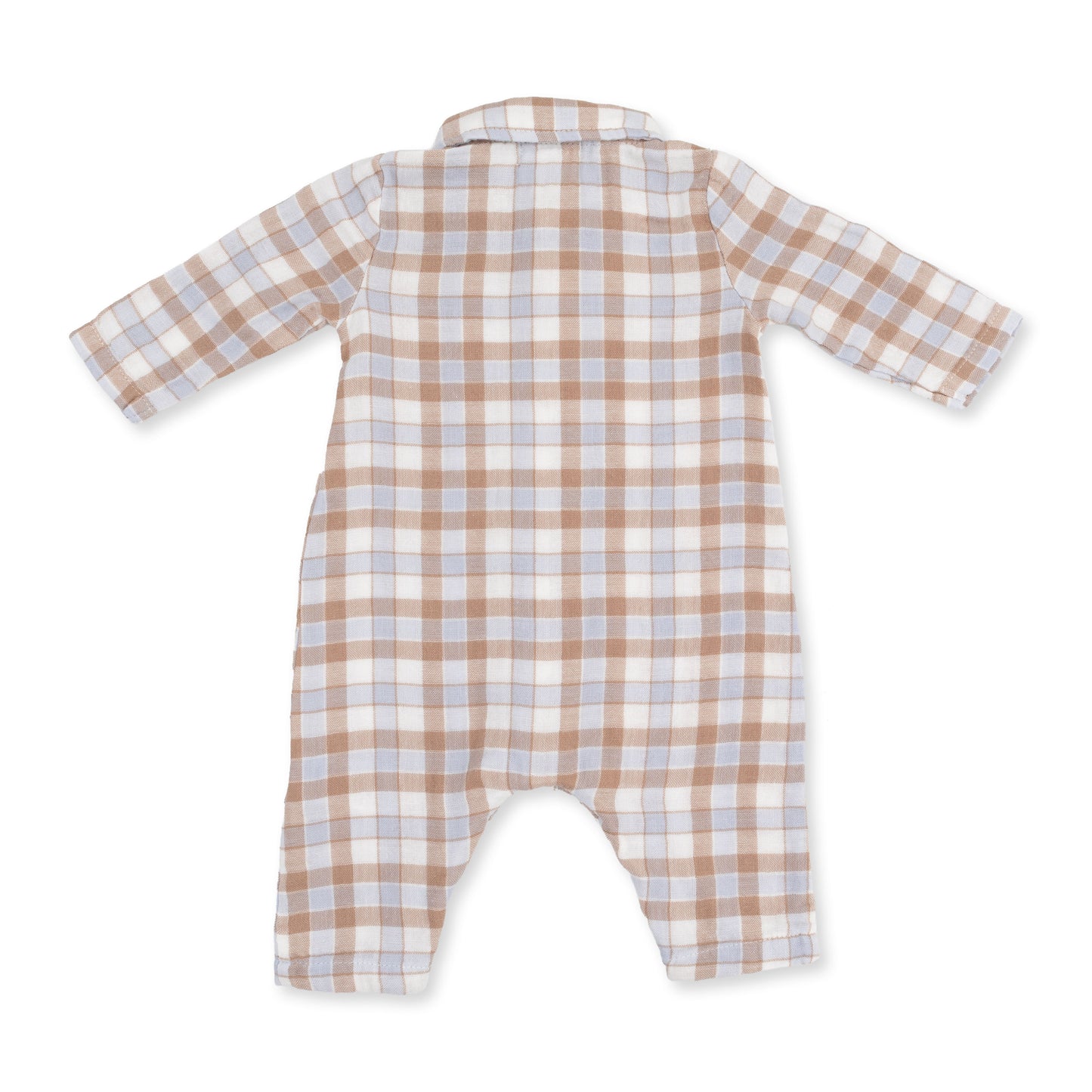 Western Plaid - Long Sleeve Polo Button Down Romper