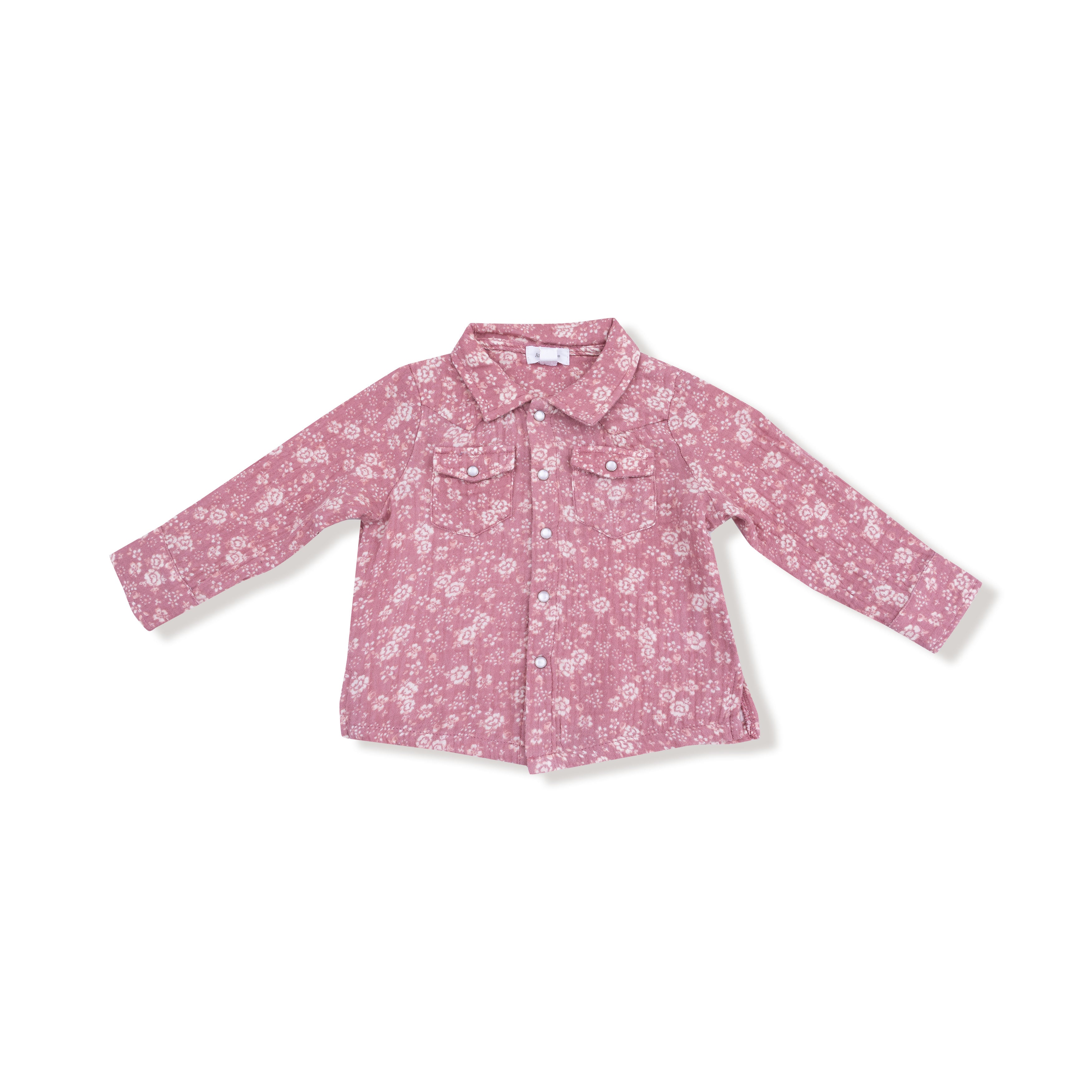 Long Sleeve Western Pearl Snap Shirt in our  Bandana Floral print from Angel Dear