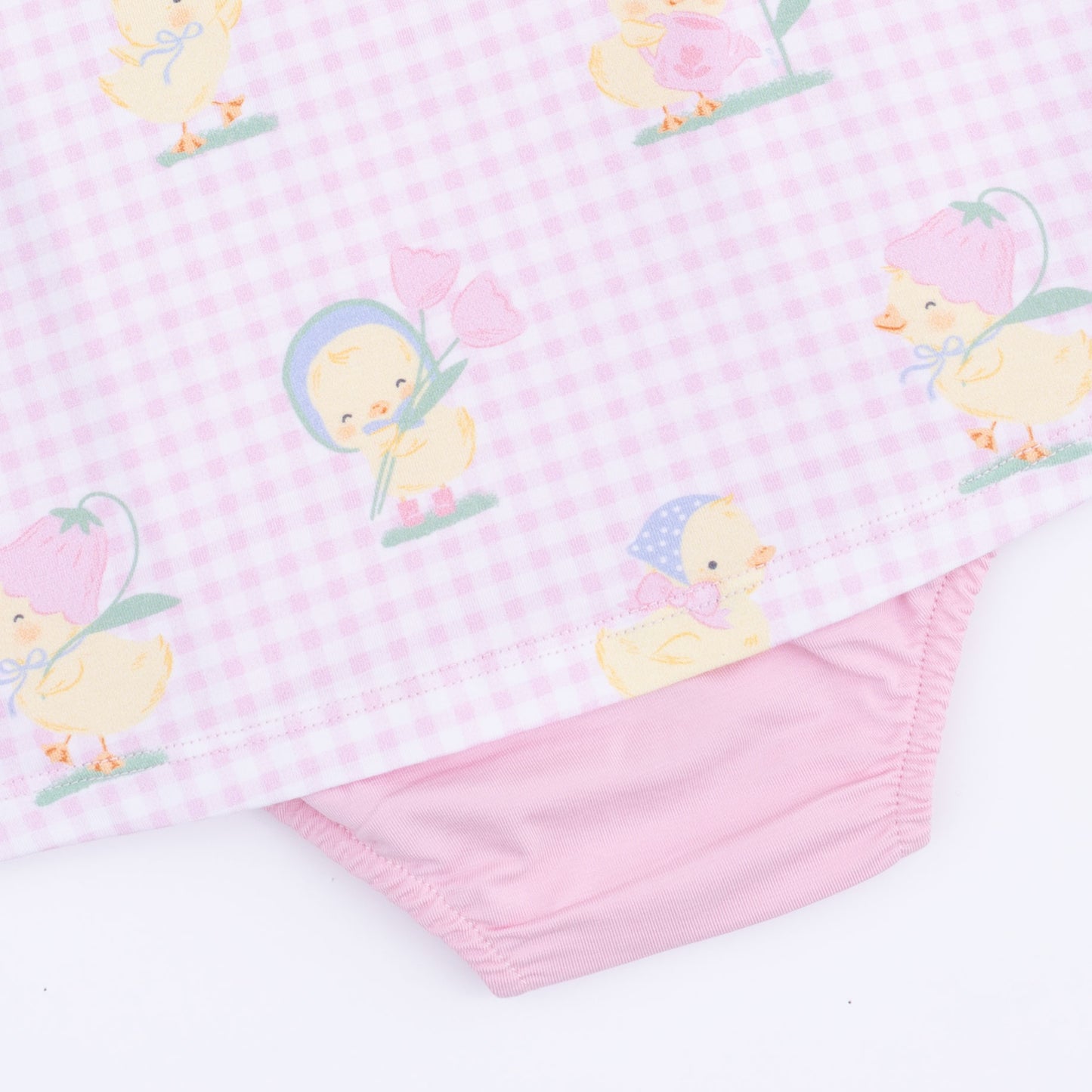 Vintage Spring Ducklings Pink - A-Line Bodysuit Dress