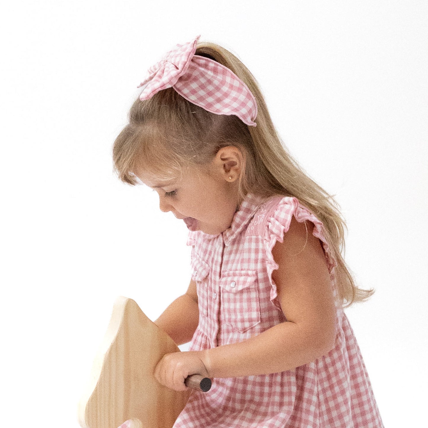 Bow with Tails Clip In in our  Rose Pink Plaid print from Angel Dear