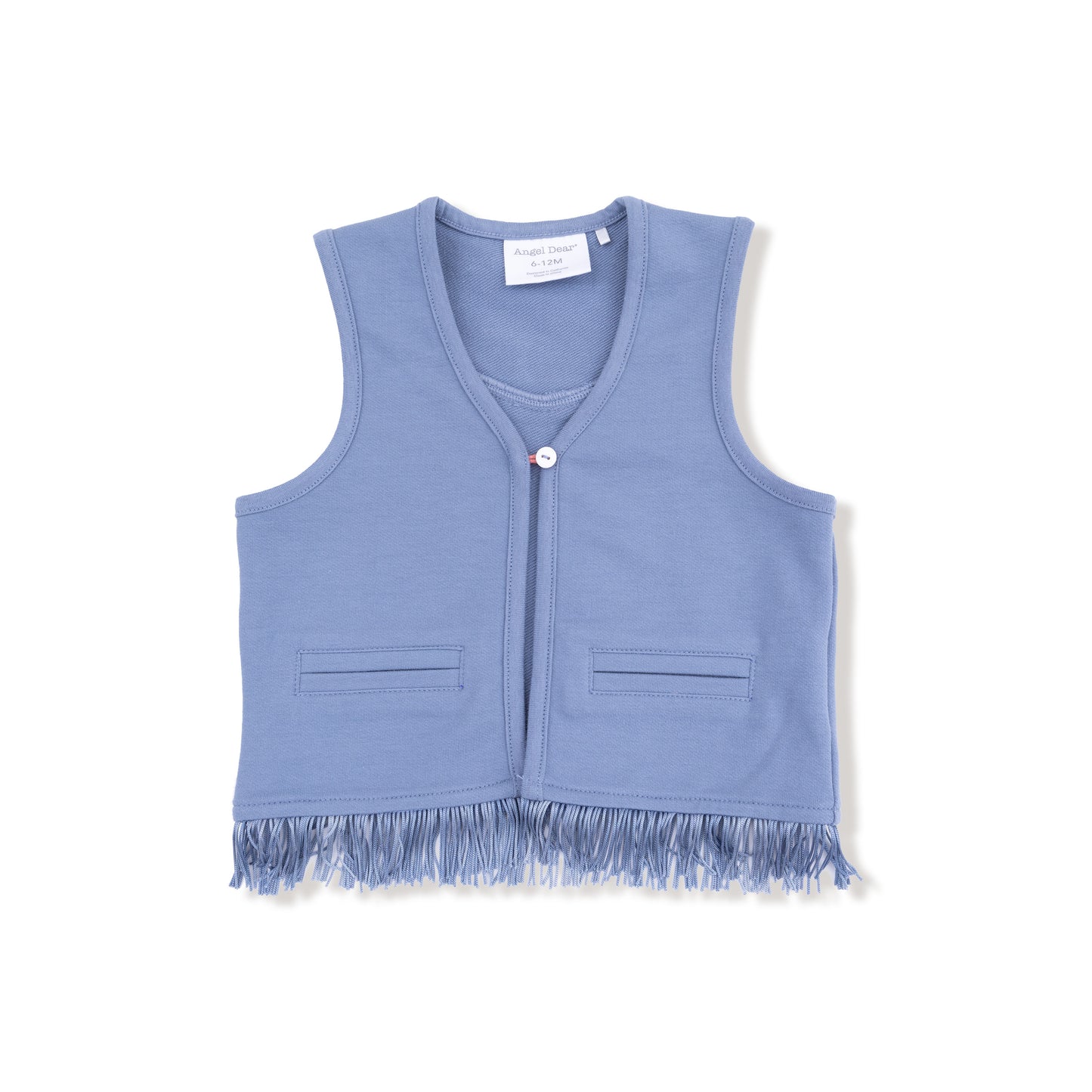 Western Fringe Vest in our Country Blue print from Angel Dear
