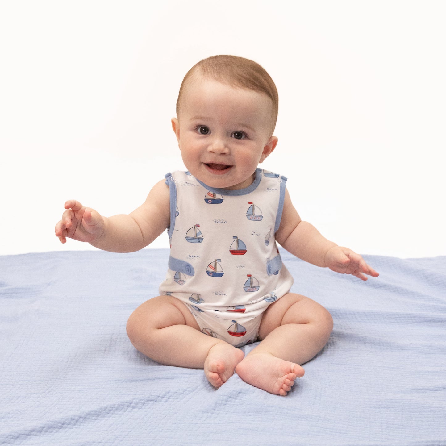 Bubbly Sailboats Blue - Bubble-Angel Dear