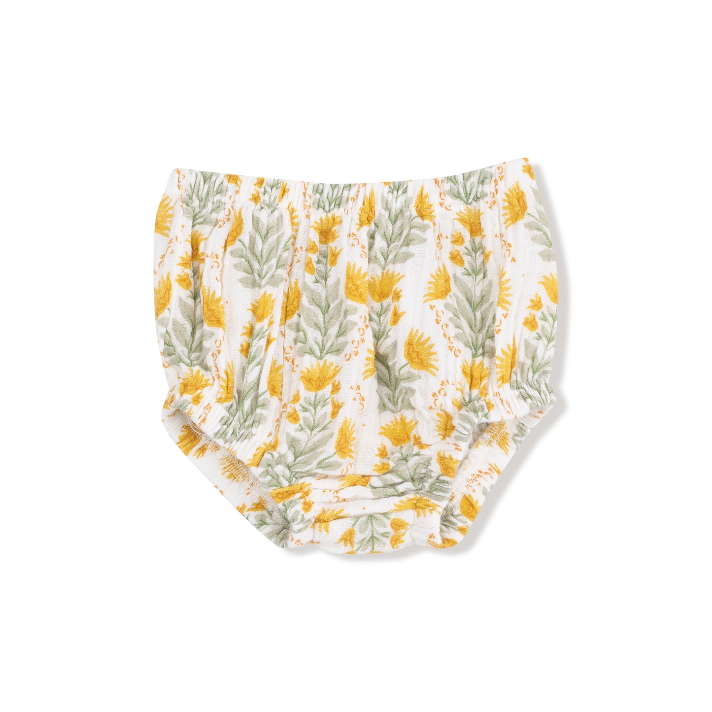 Long Sleeve Ruffle Dress + Bloomer in our  Winter Dandelions print from Angel Dear