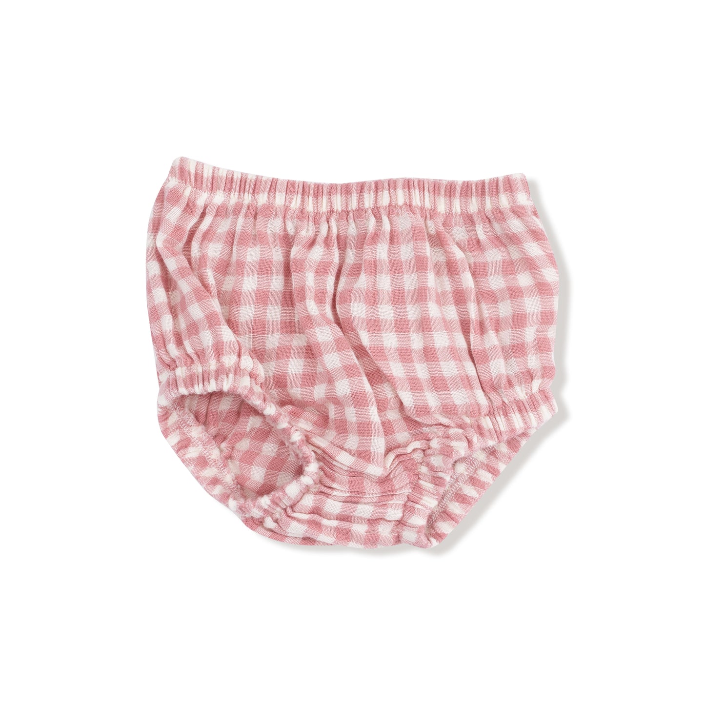 Long Sleeve Ruffle Smocked Neck Dress + Diaper Cover in our  Rose Pink Plaid print from Angel Dear