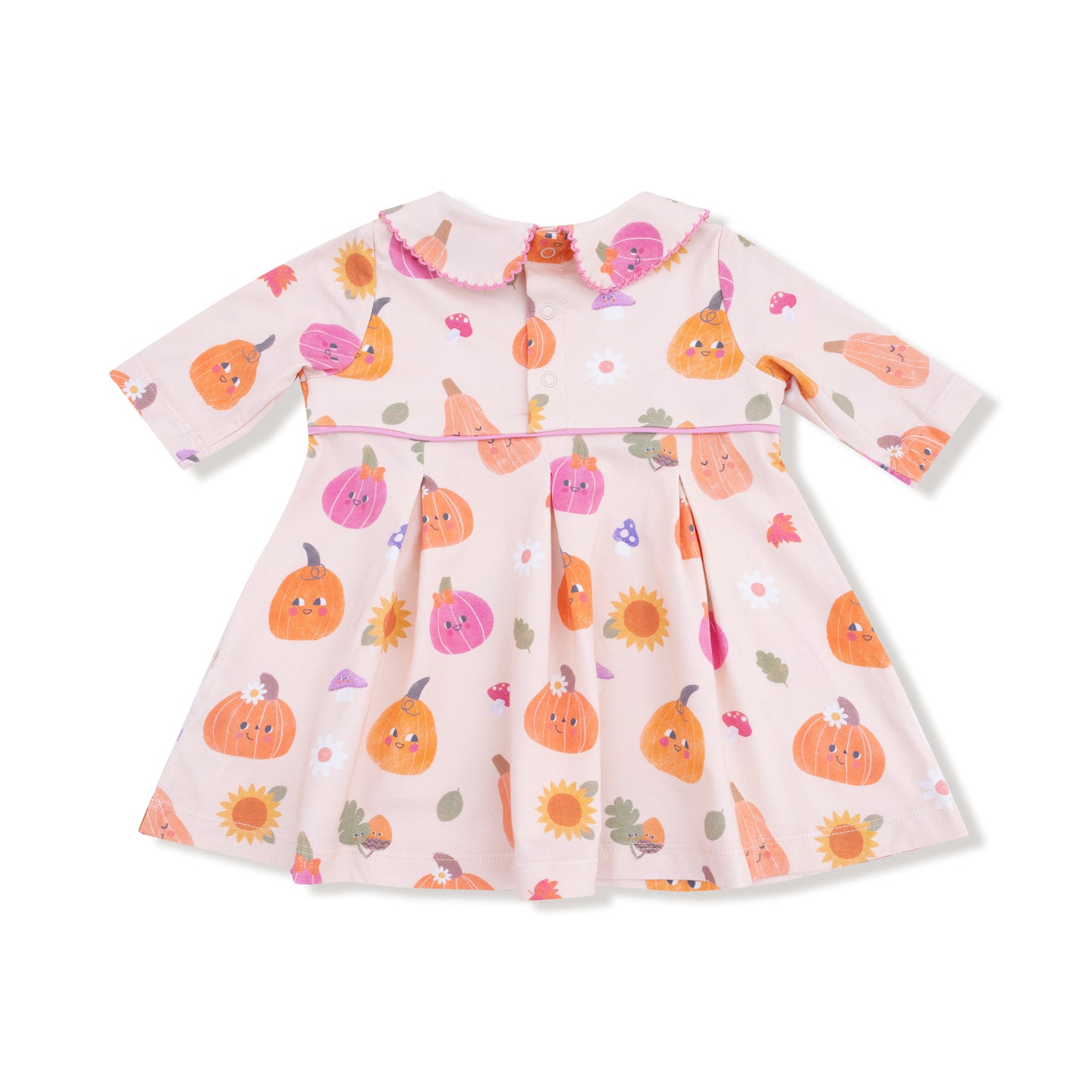 Box Pleat Dress with Legging Set in our  Autumn Pumpkins - Pink print from Angel Dear