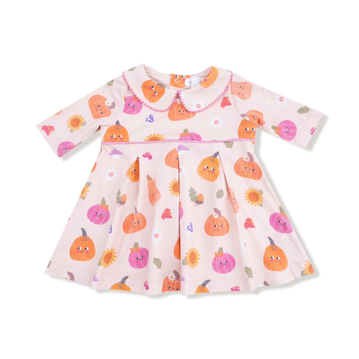 Box Pleat Dress with Legging Set in our  Autumn Pumpkins - Pink print from Angel Dear