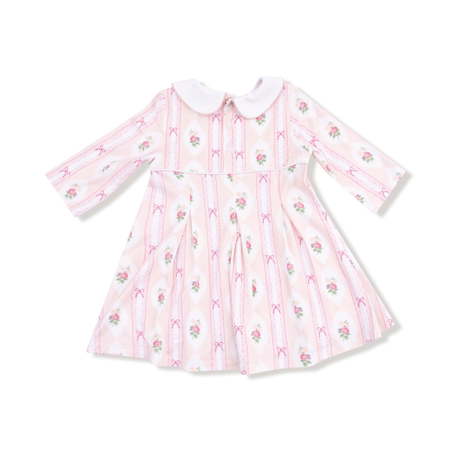 Box Pleat Dress + Peter Pan Collar & Diaper Cover in our Ogee Lace Floral print from Angel Dear