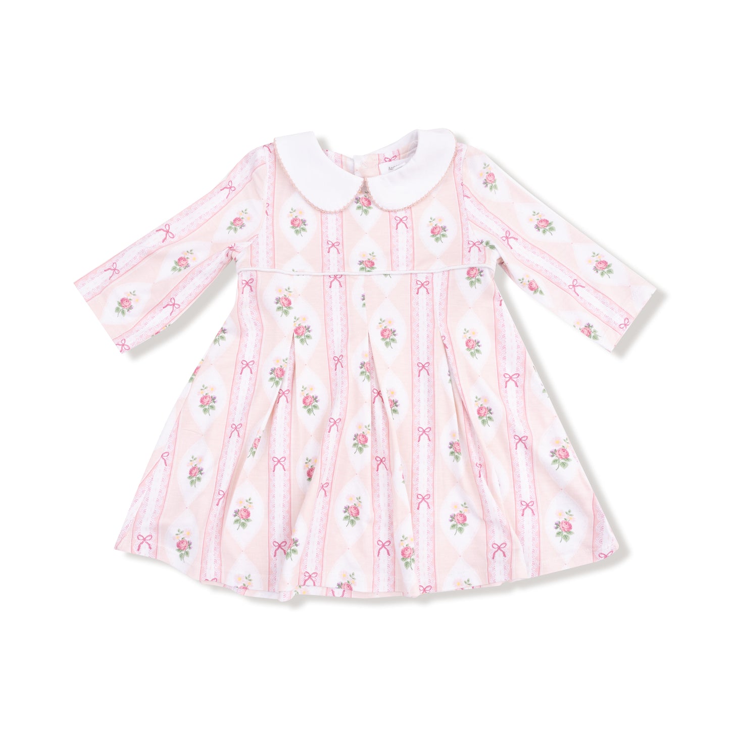 Box Pleat Dress + Peter Pan Collar & Diaper Cover in our Ogee Lace Floral print from Angel Dear