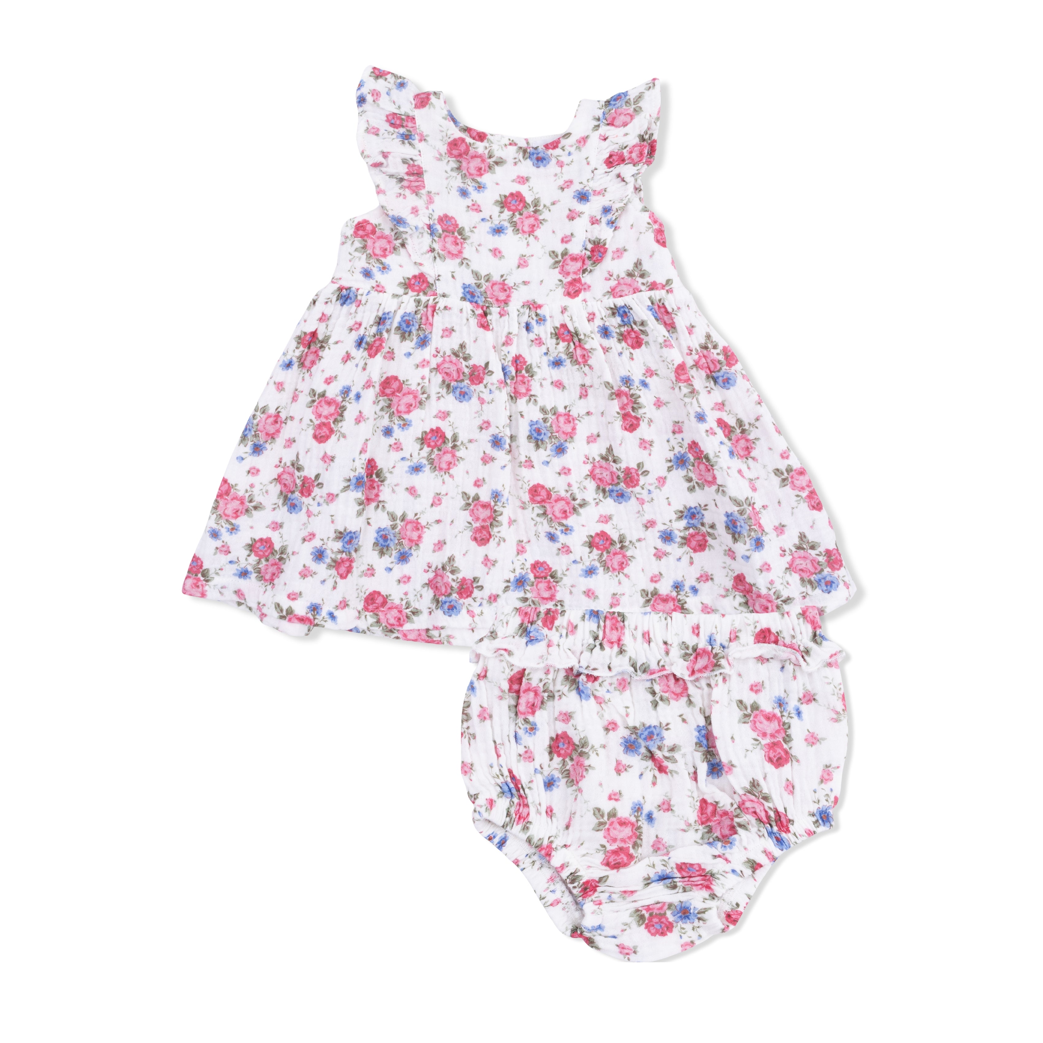 Cabbage Roses - Ruffle Sleeve Dress and Bloomer-Angel Dear