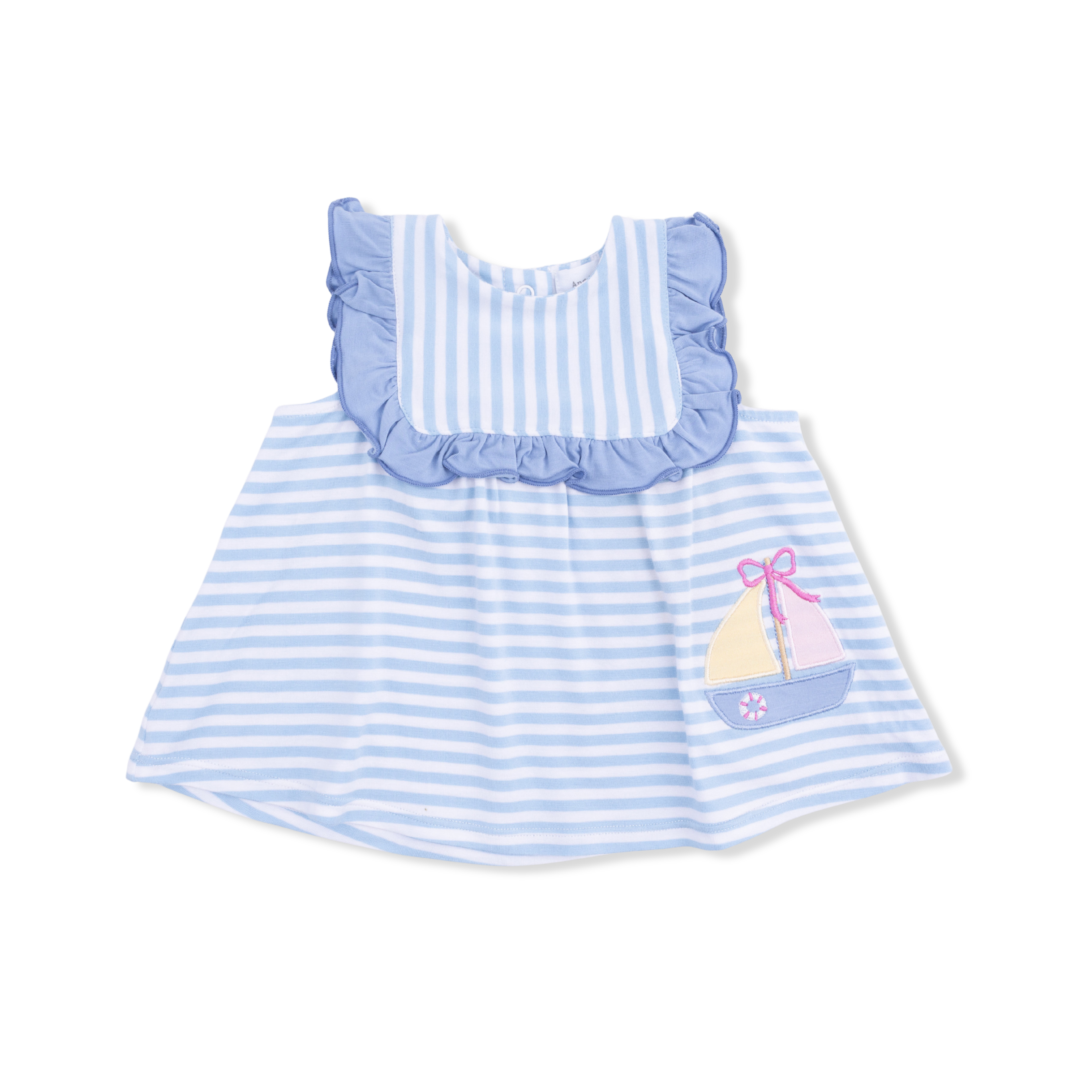 Bubbly Sailboat Stripe - Ruffle Top and Bloomer-Angel Dear