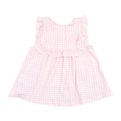 Ruffle Top with Applique & Bloomer - Golf Pink Mini Gingham