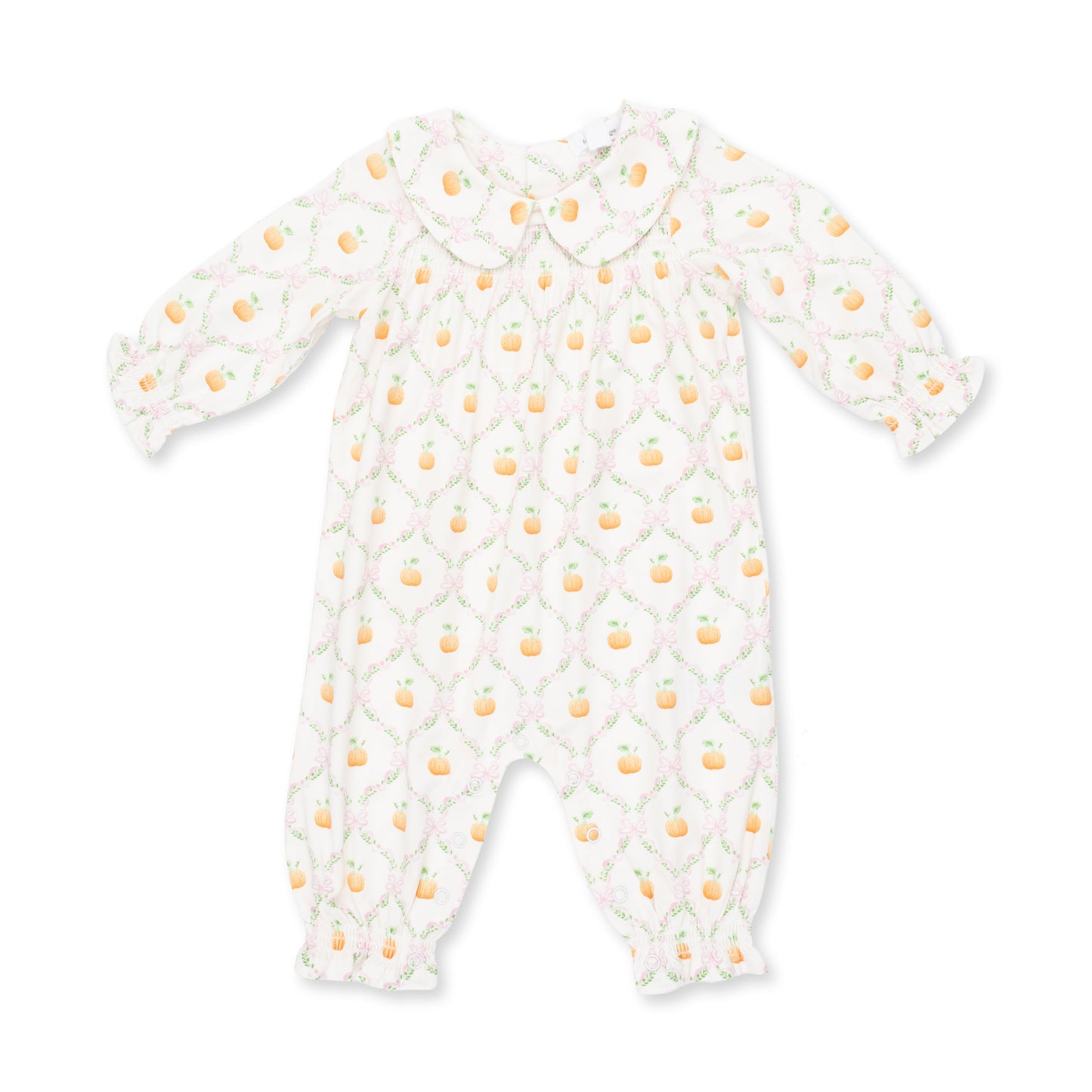 Pretty Pumpkin Trellis - Smocked Long Sleeve Romper
