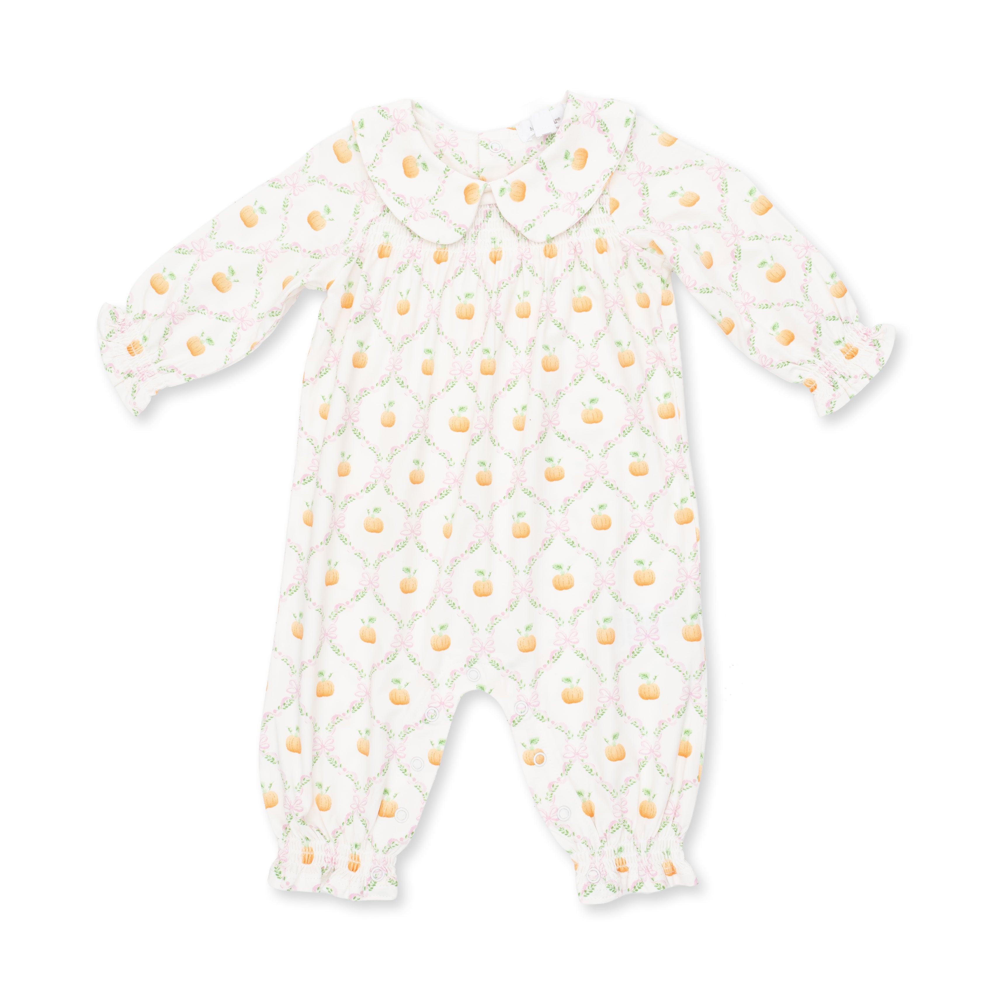 Pretty Pumpkin Trellis - Smocked Long Sleeve Romper