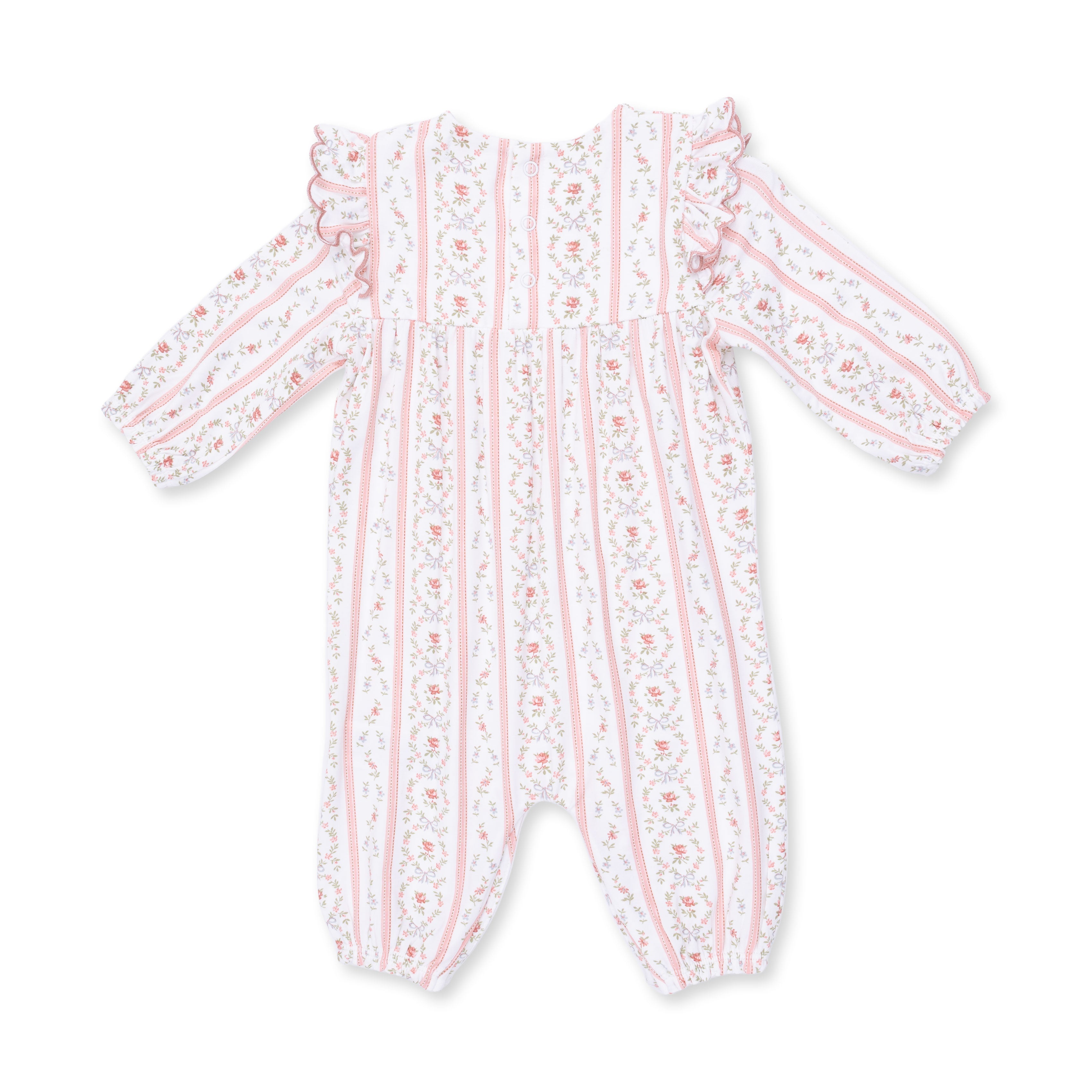 Marnie Rosebud Stripe - Long Sleeve Petal Ruffle Romper