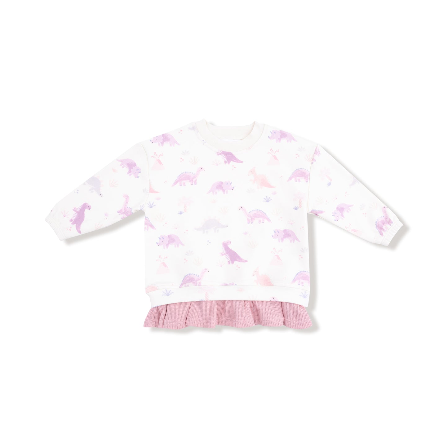 Pull Over Sweatshirt with Ruffle and Flare Pant in our  Soft Dinos- Purple print from Angel Dear