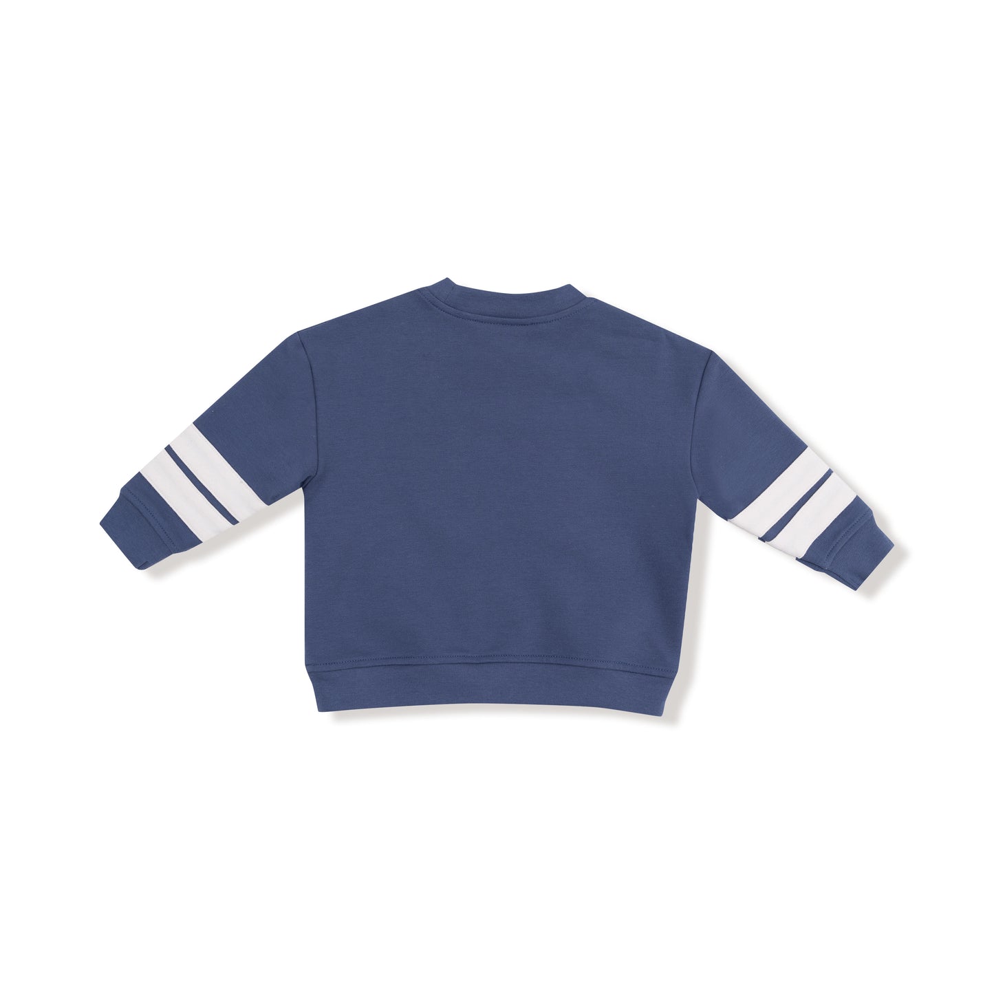Cozy Drop Sleeve Sweatshirt with Varsity Stripes in our  Varsity - Vintage Indigo print from Angel Dear