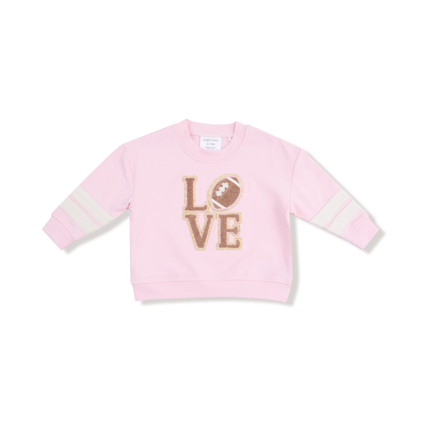 Cozy Drop Sleeve Sweatshirt with Varsity Stripes in our  Varsity - Pink print from Angel Dear