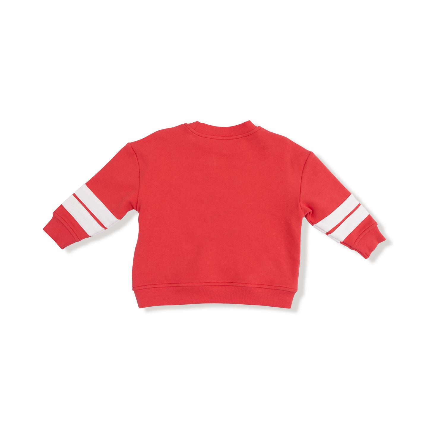 Cozy Drop Sleeve Sweatshirt with Varsity Stripes in our  Varsity - Red print from Angel Dear