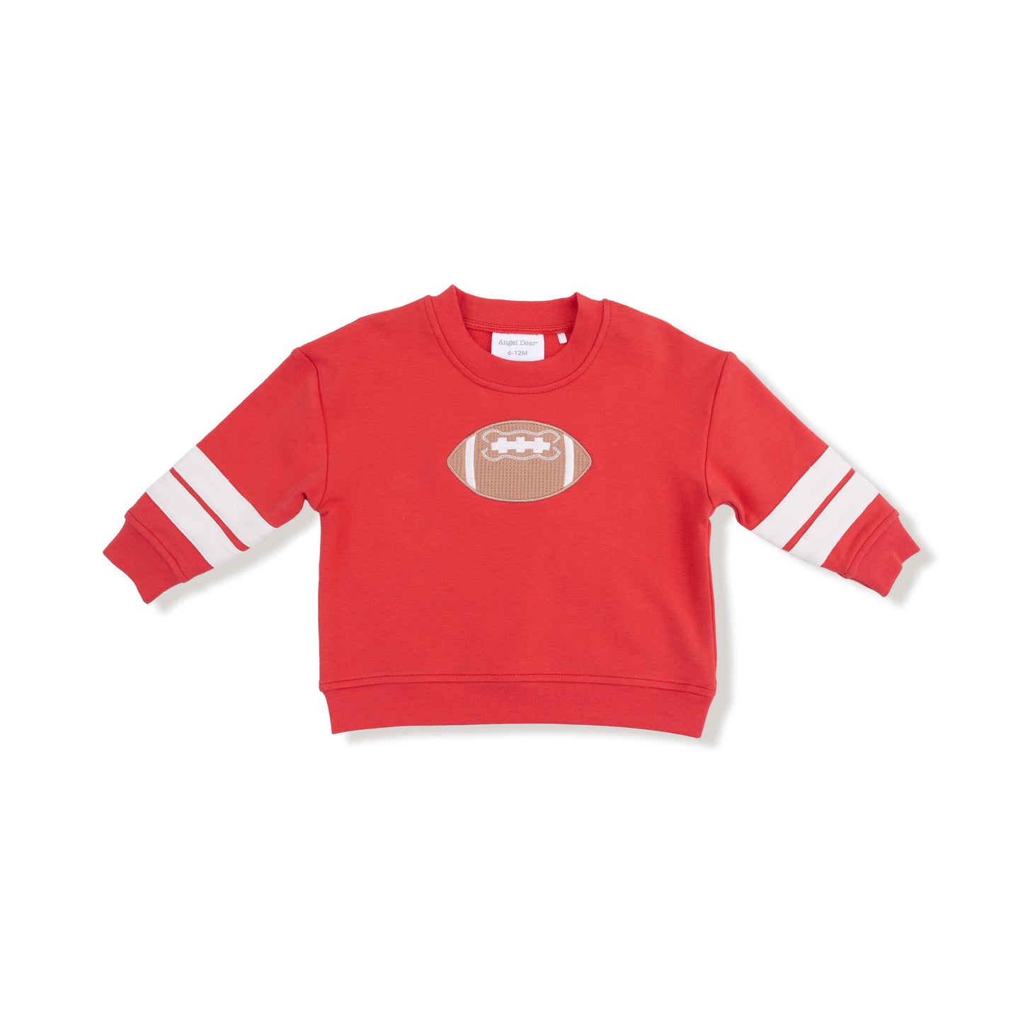 Cozy Drop Sleeve Sweatshirt with Varsity Stripes in our  Varsity - Red print from Angel Dear
