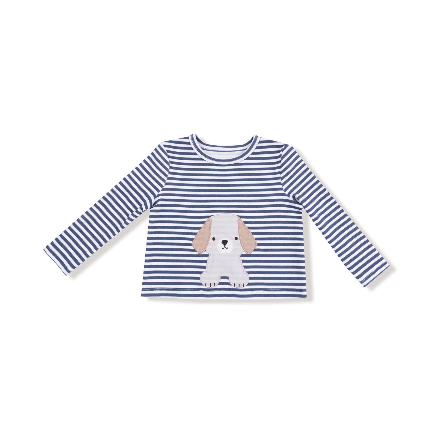 Uni Long Sleeve Shirt in our  Stripes With Puppy Detailing print from Angel Dear