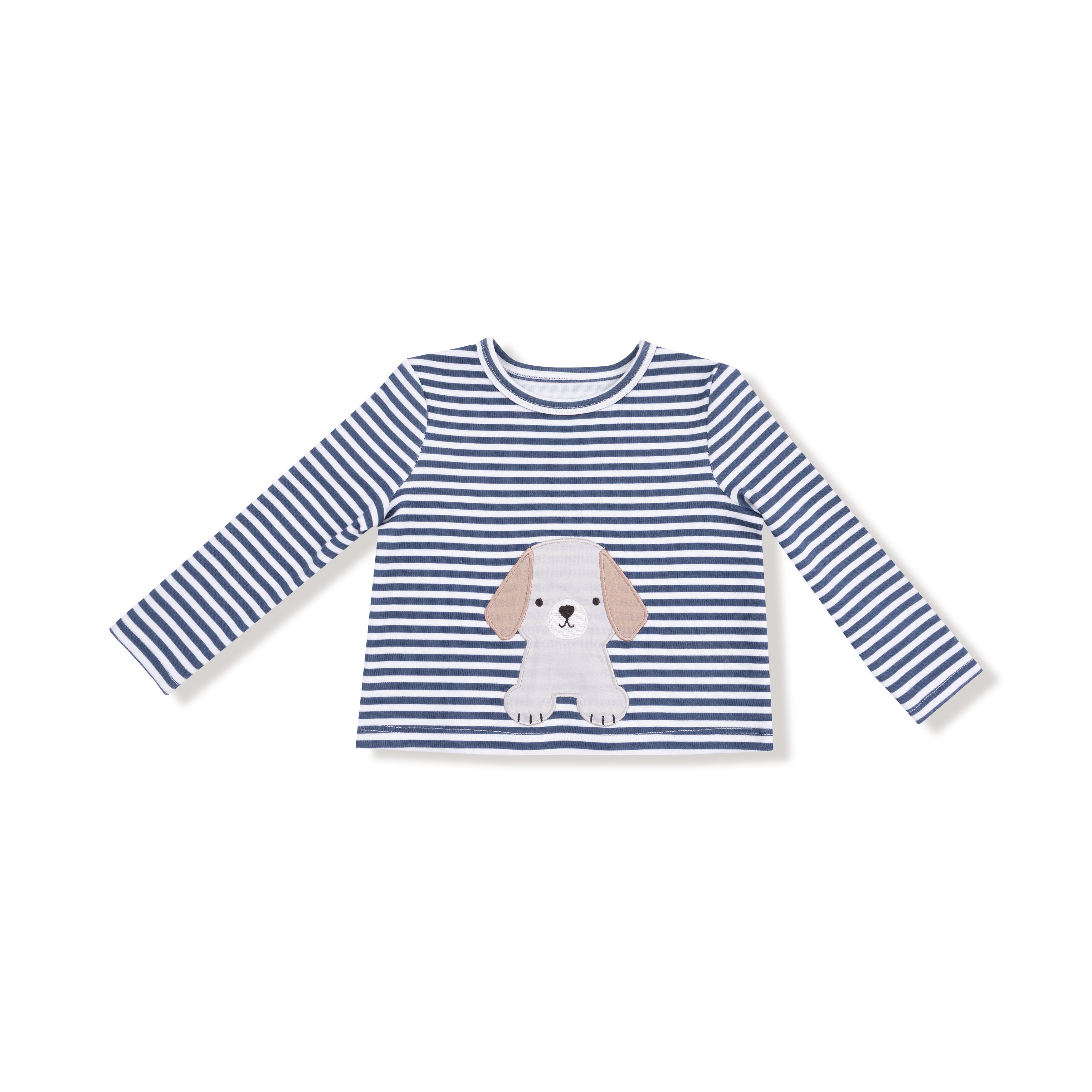 Uni Long Sleeve Shirt in our  Stripes With Puppy Detailing print from Angel Dear