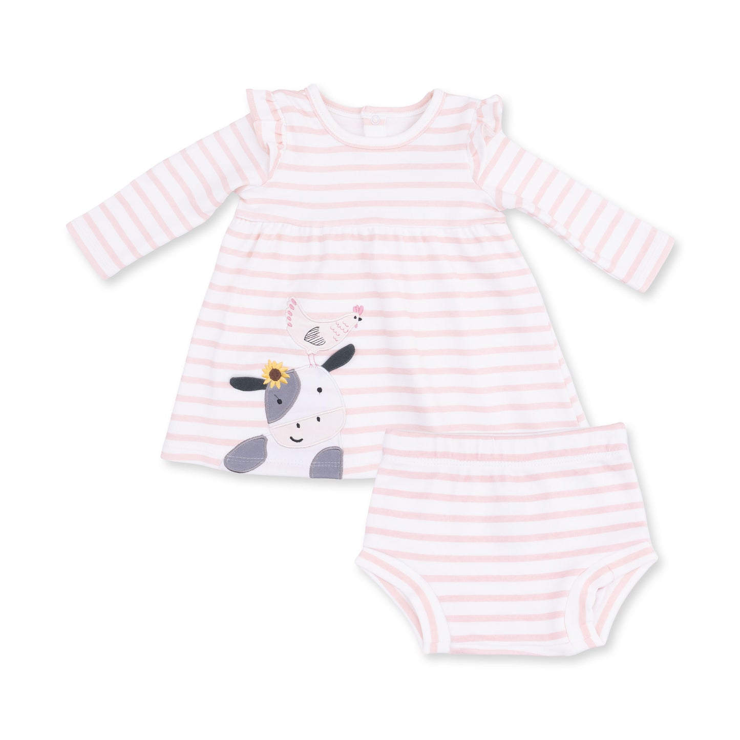 Cows Pink - Long Sleeve Dress with Ruffle and Bloomer (2T-4T Dress Only)
