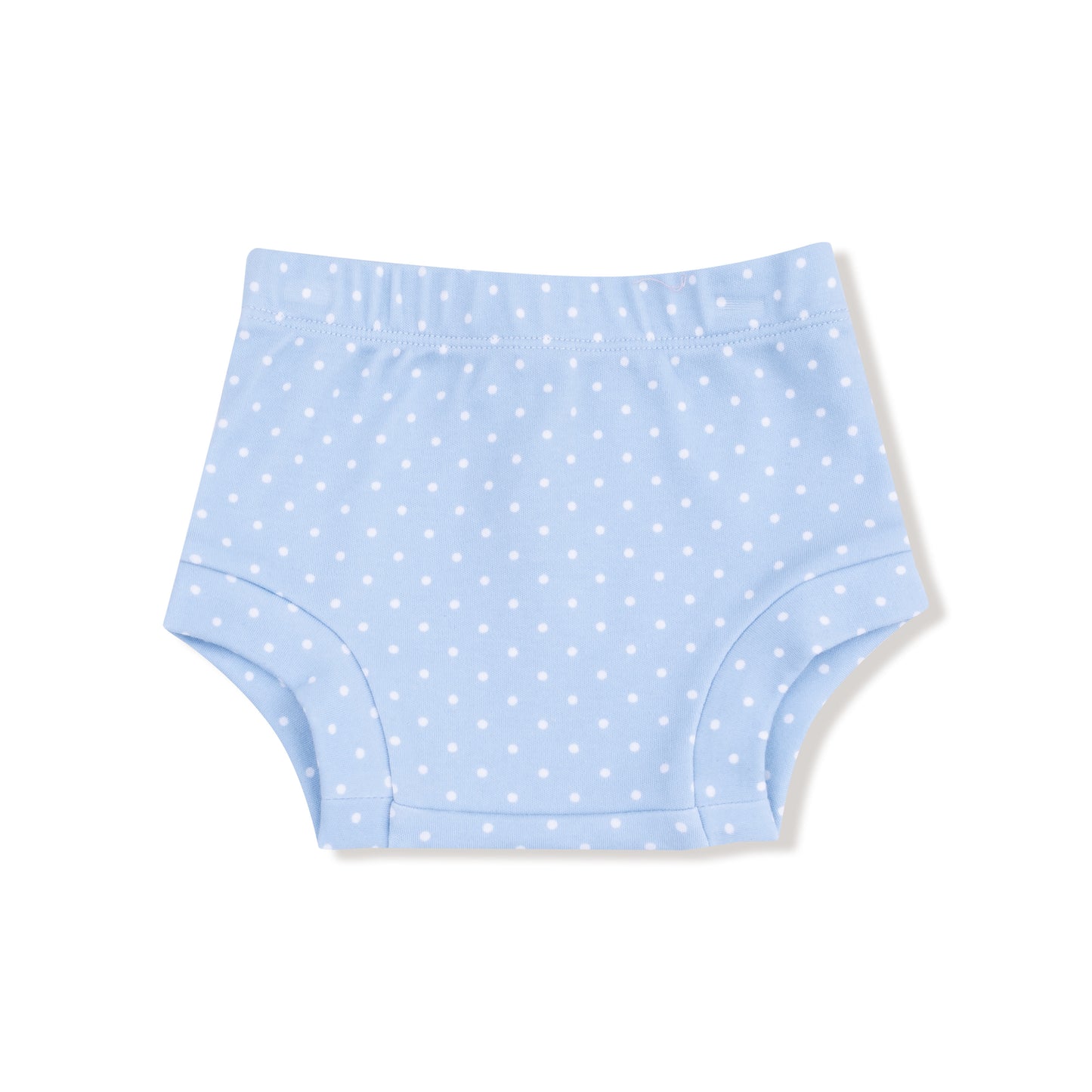 Mushroom House Long Sleeve Dress with Diaper Cover in our  Chambray Blue Dot print from Angel Dear