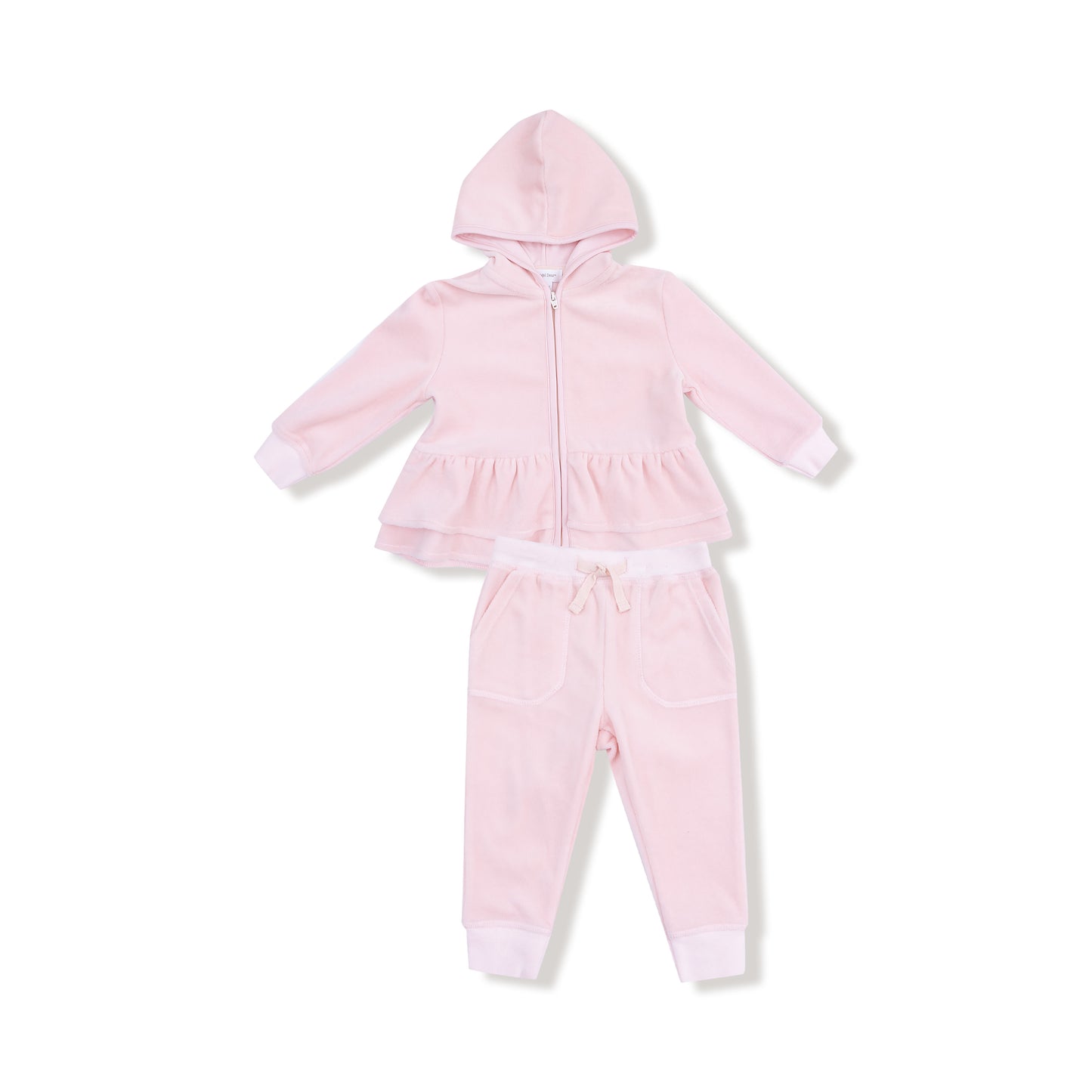 Zip Peplum Hoodie + Jogger in our  Velour Teddy Bear print from Angel Dear