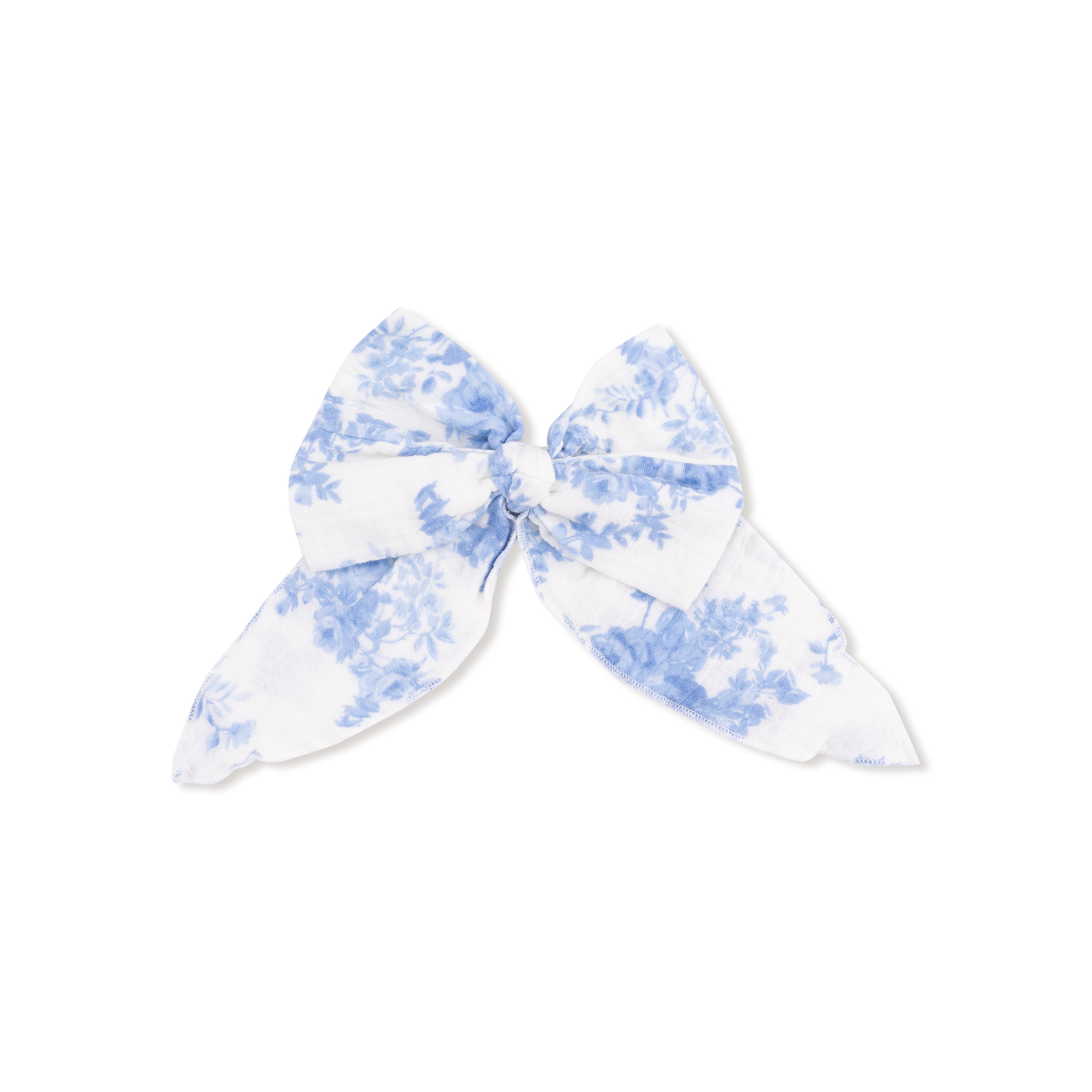 Bow with Tails Clip In in our  Dream Cottage Floral Blue print from Angel Dear