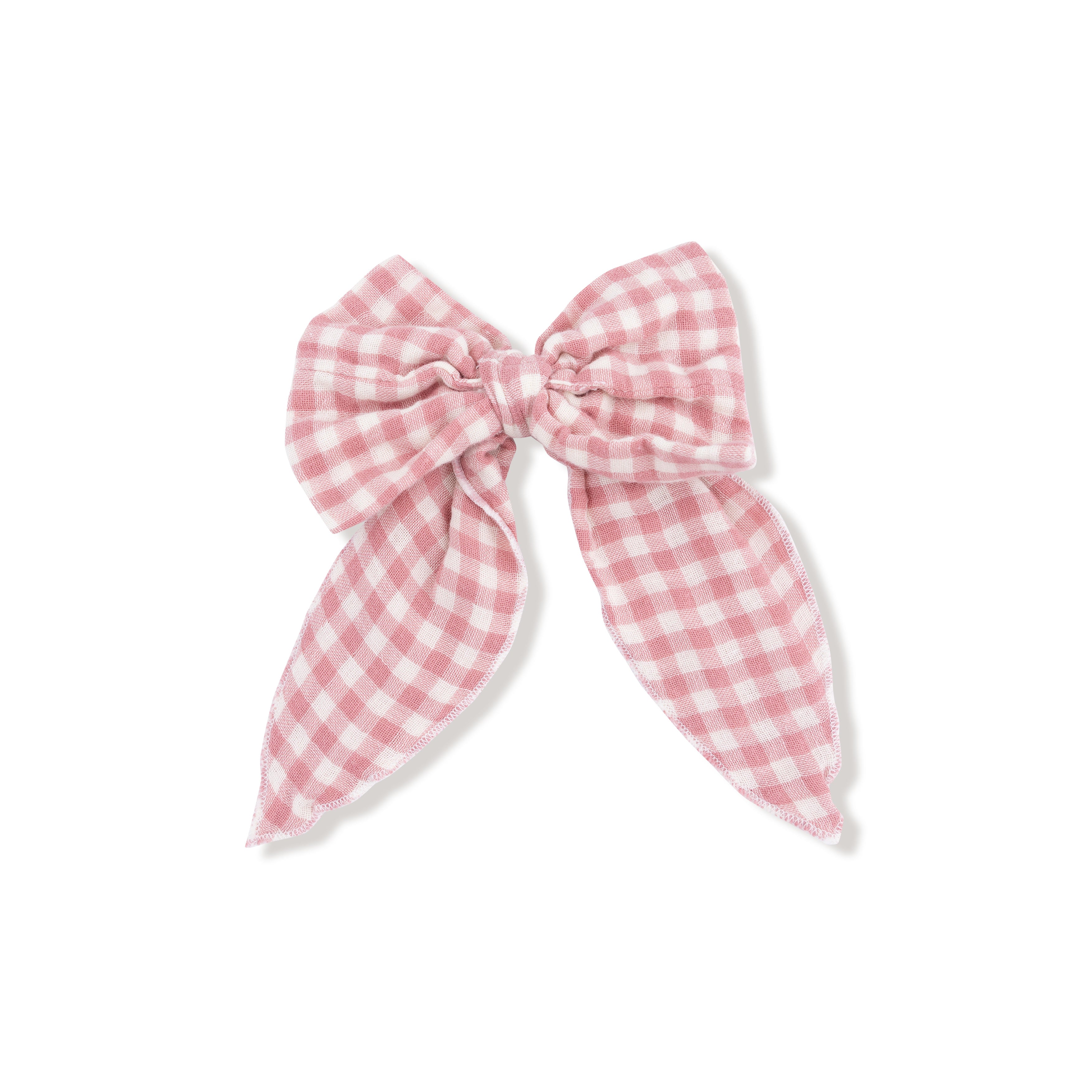 Bow with Tails Clip In in our  Rose Pink Plaid print from Angel Dear