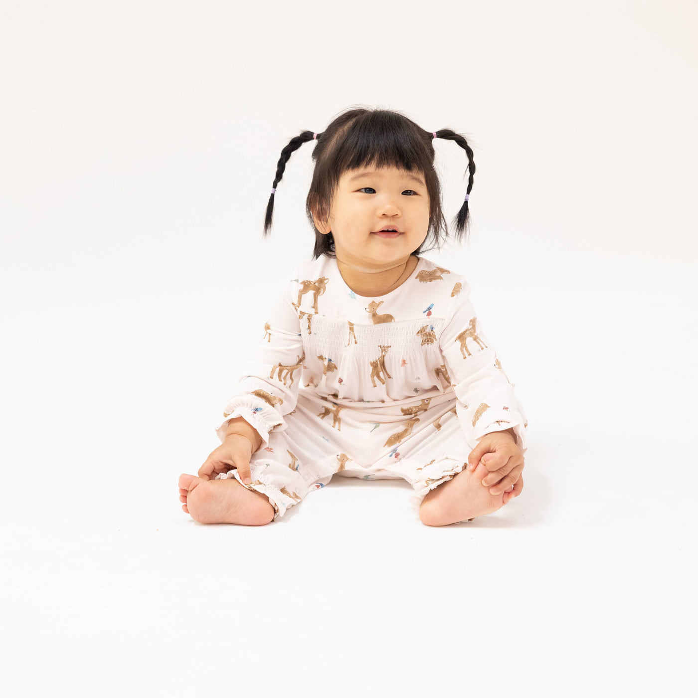 Smocked Romper - Soft Deer-Angel Dear