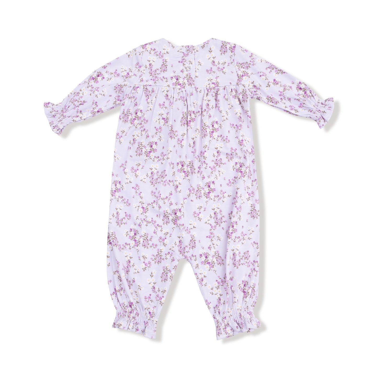 Smocked Long Sleeve Romper in our  Sweet Dream Florals print from Angel Dear