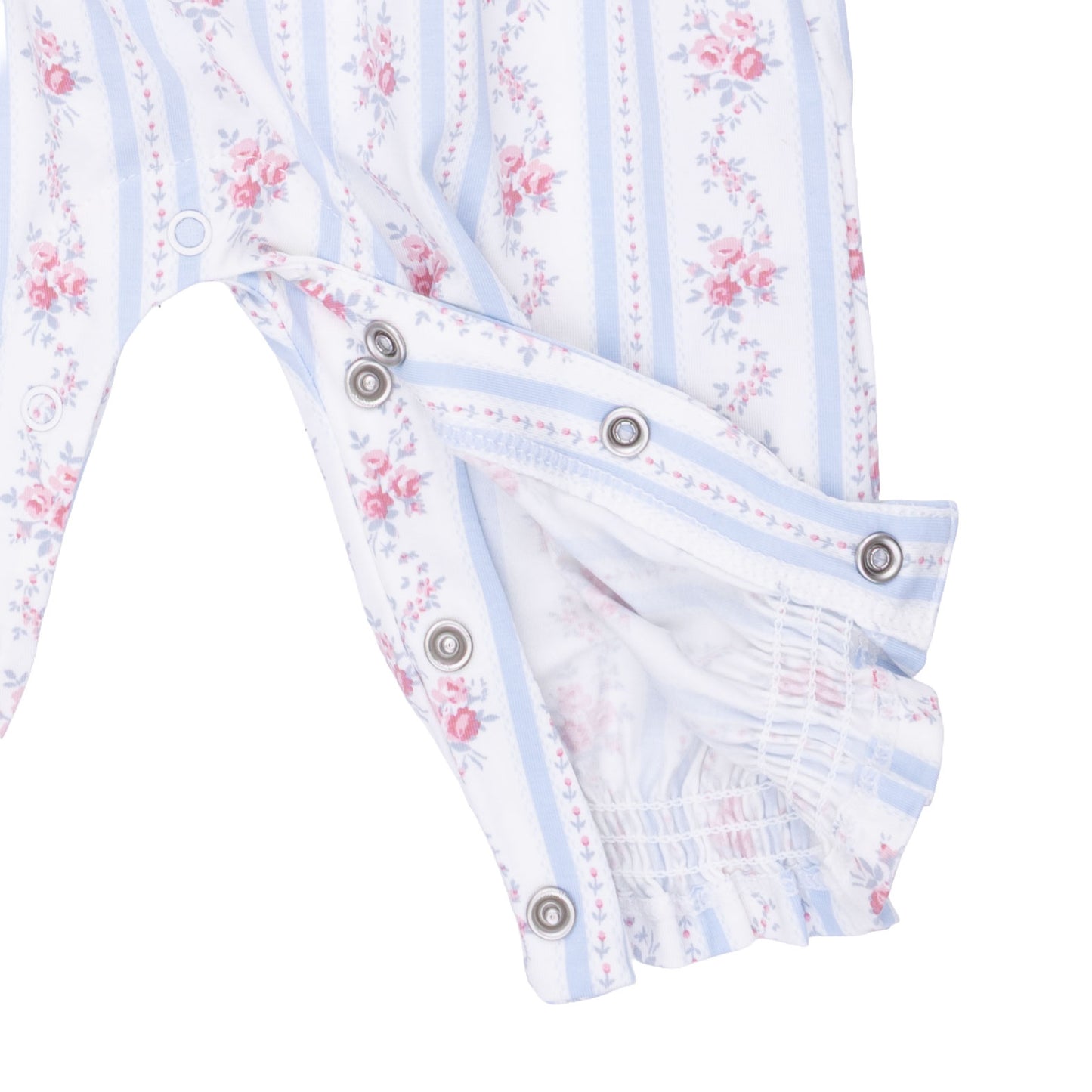 Anna Floral Stripe - Smocked Long Sleeve Romper