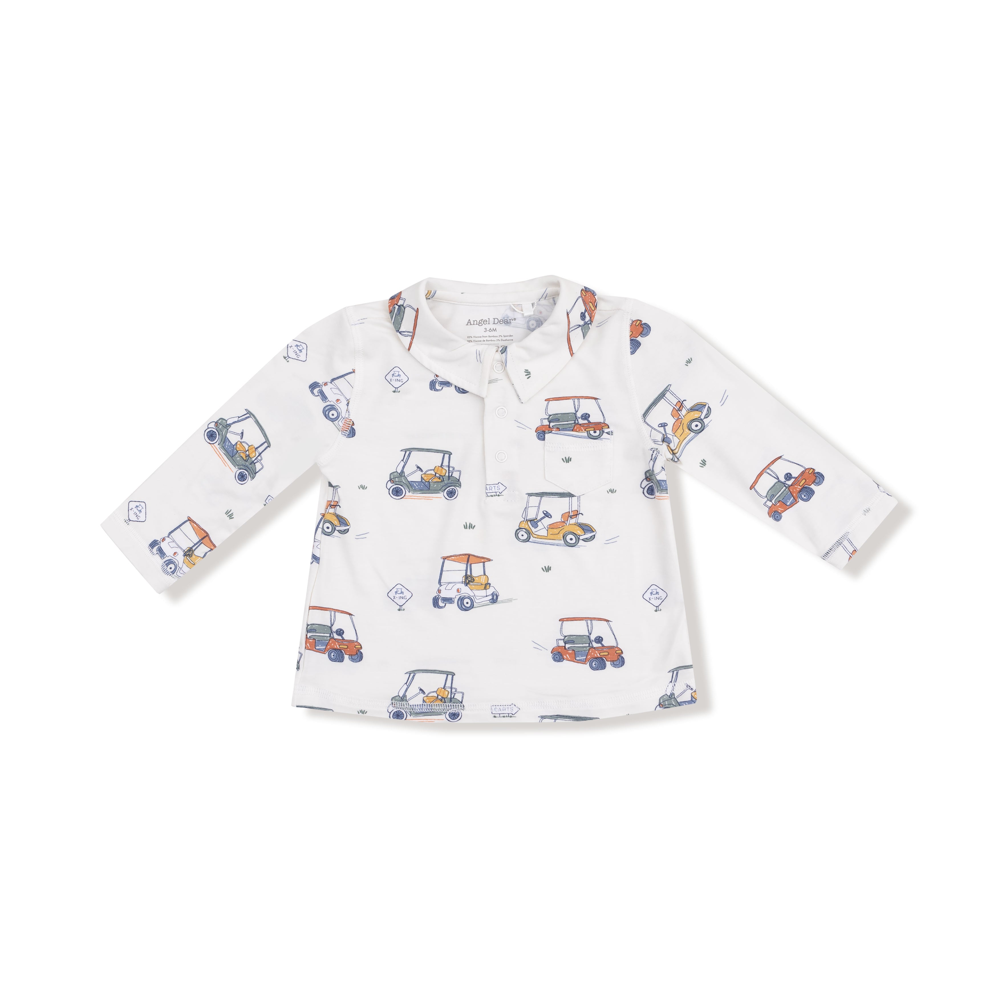 Polo with Cargo Pants in our  Zooming Golf Carts print from Angel Dear