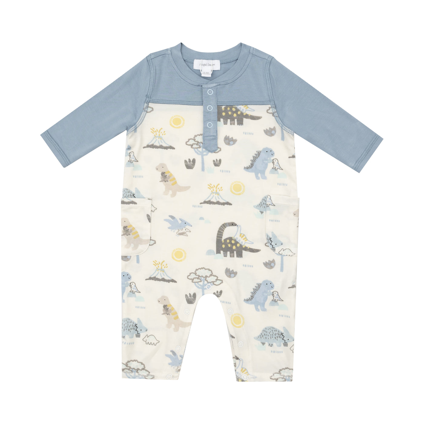 Romper W/ Contrast Sleeve - Baby Love Dinos