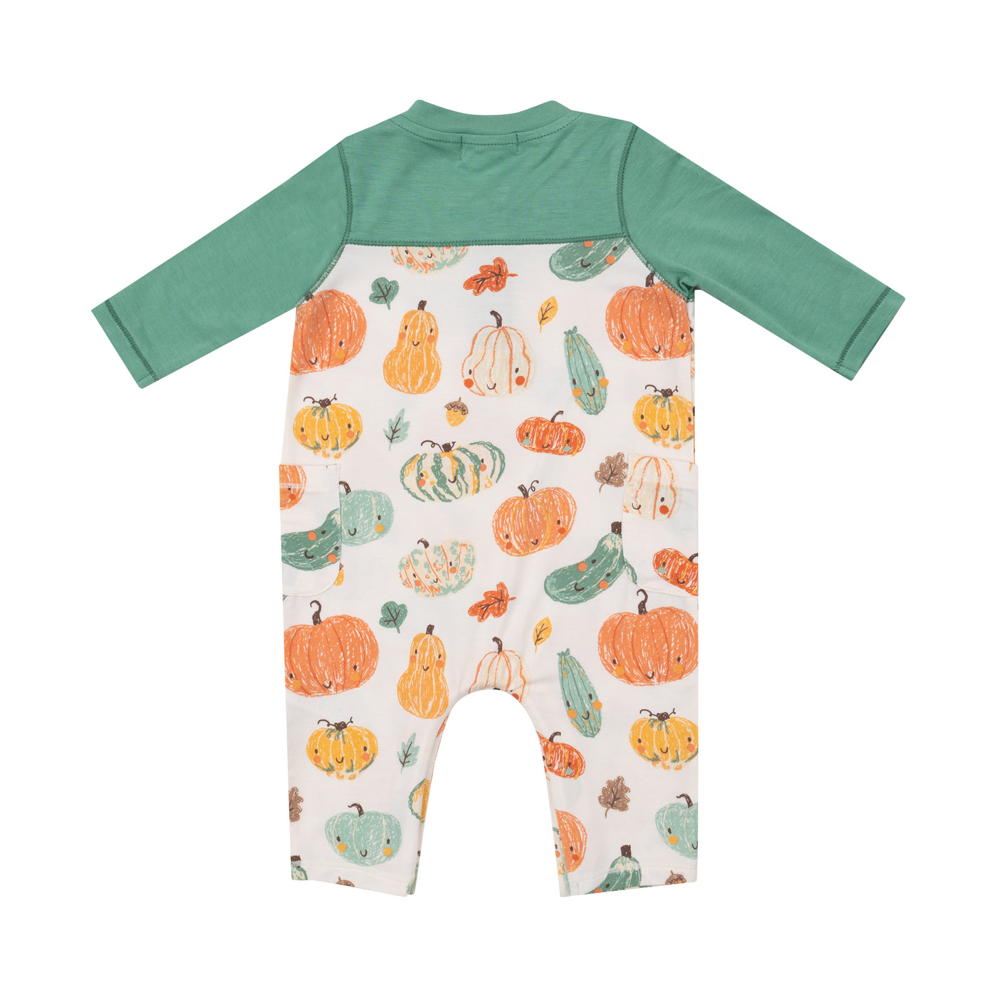 Romper W/ Contrast Sleeve - Crayon Pumpkins-Angel Dear