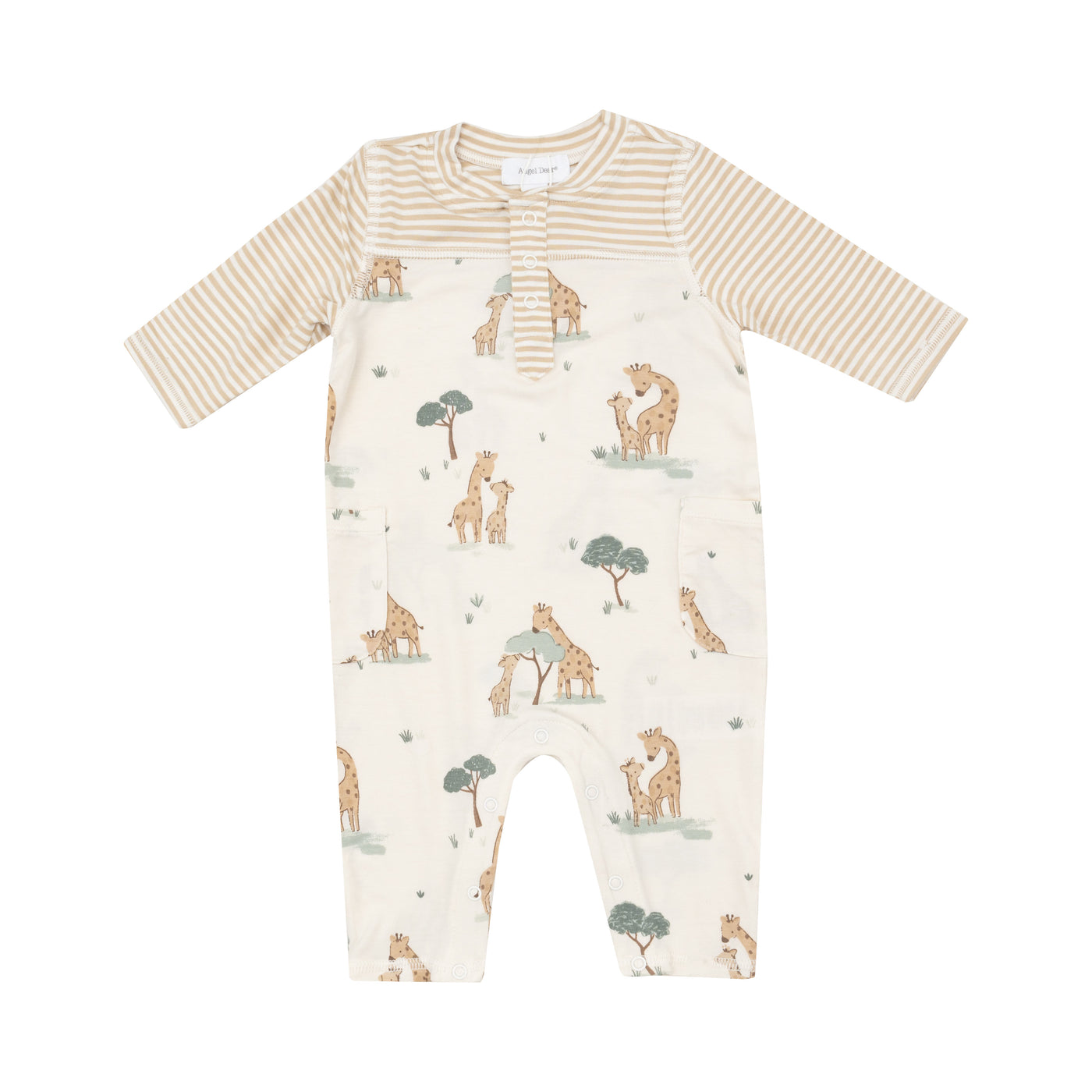 Romper W/ Contrast Sleeve - Giraffe Families-Angel Dear