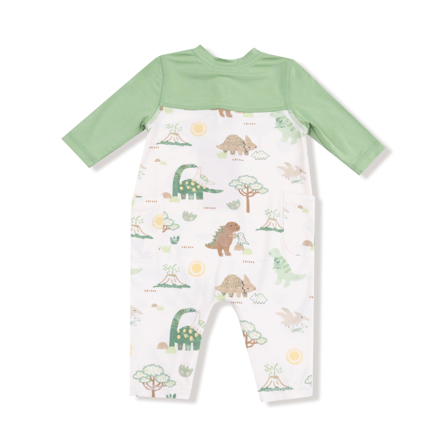 Romper with Contrast Sleeves in our  Baby Love Dinos print from Angel Dear