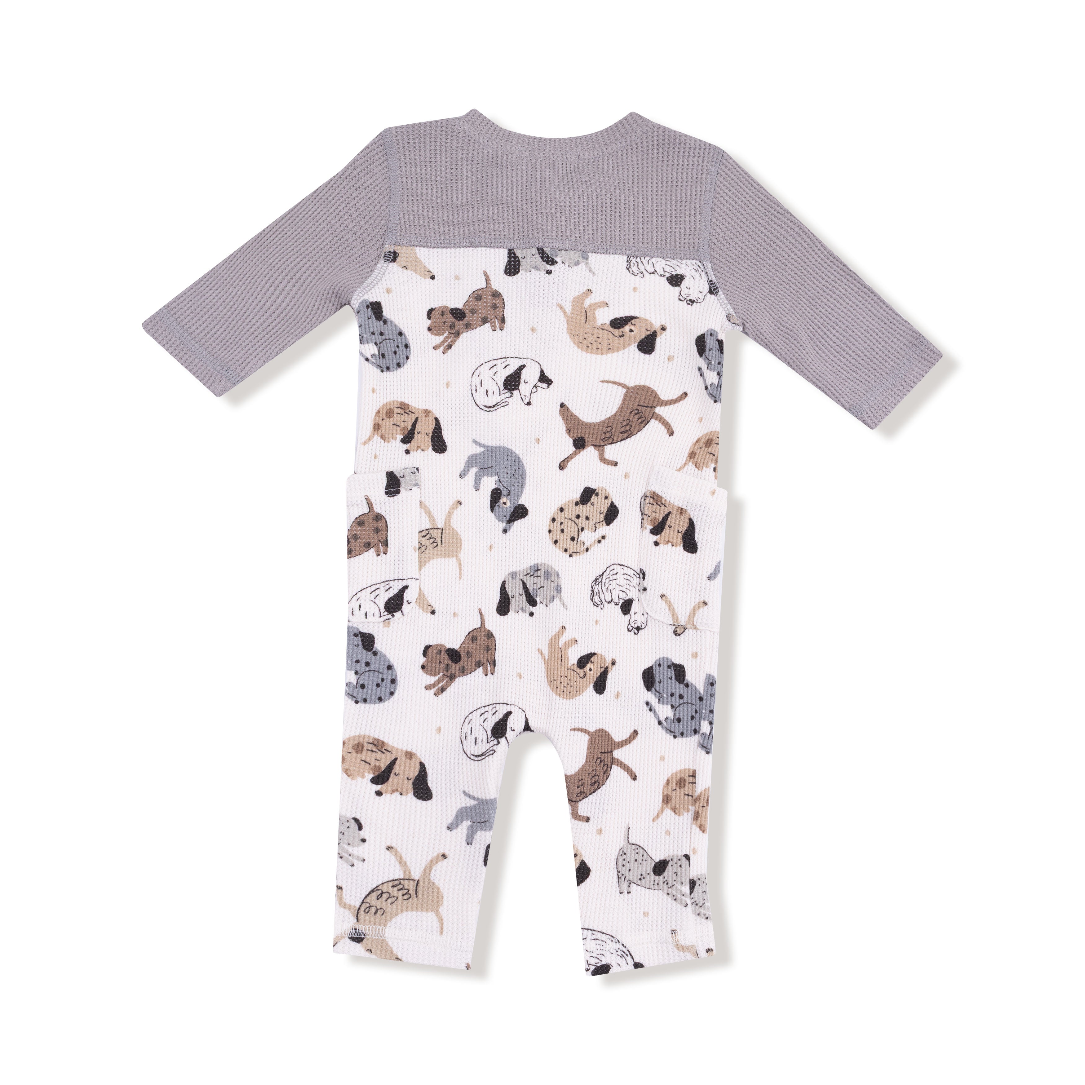 Romper with Contrast Sleeves in our  Cozy Pups print from Angel Dear