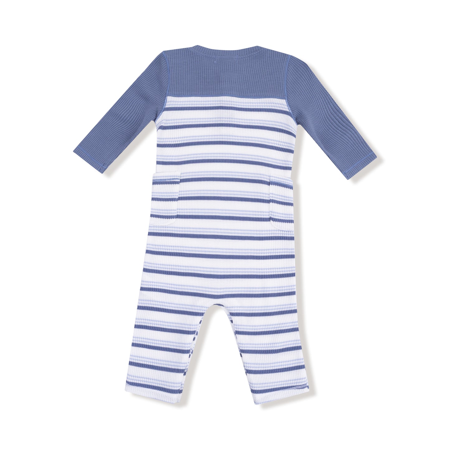Romper with Contrast Sleeves in our  Vintage Stripe - Blue print from Angel Dear