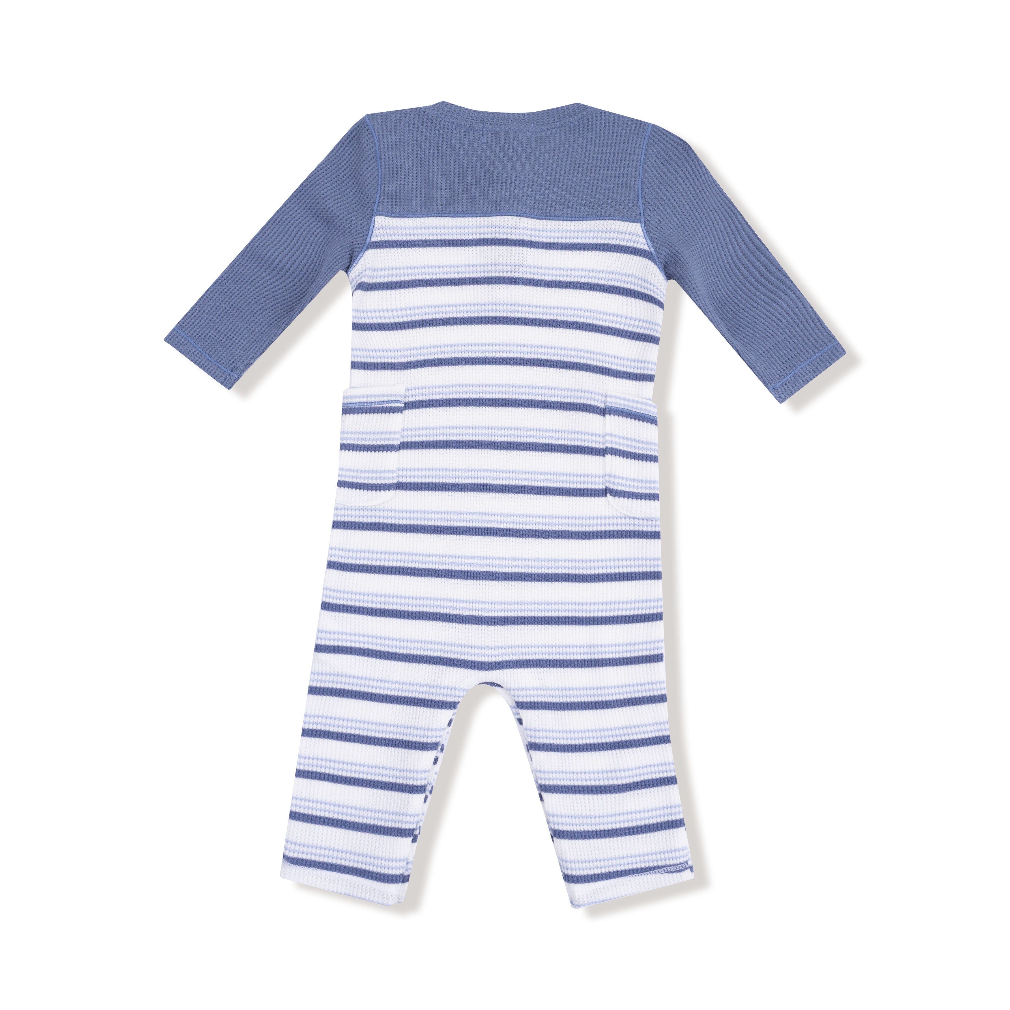 Romper with Contrast Sleeves in our  Vintage Stripe - Blue print from Angel Dear